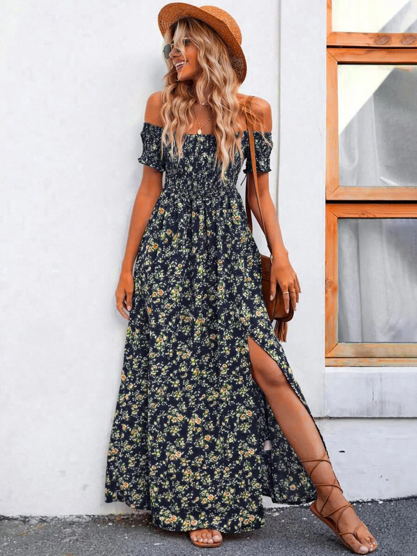 Off-Shoulder Floral Maxi Dress