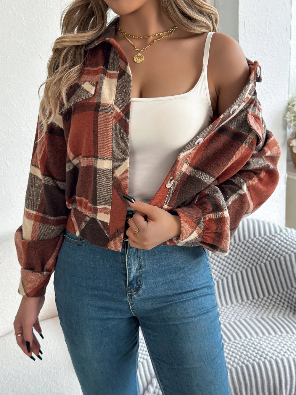 Plaid Button Up Jacket