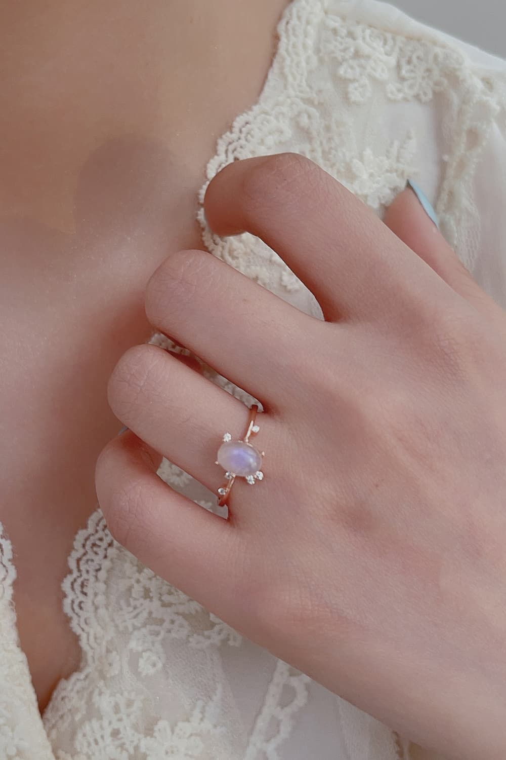 Natural Moonstone Rose Gold Ring