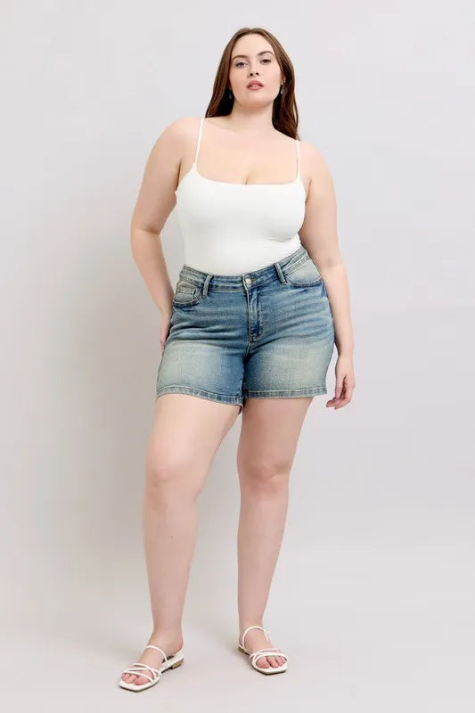V-Front Vintage Wash Shorts by Judy Blue