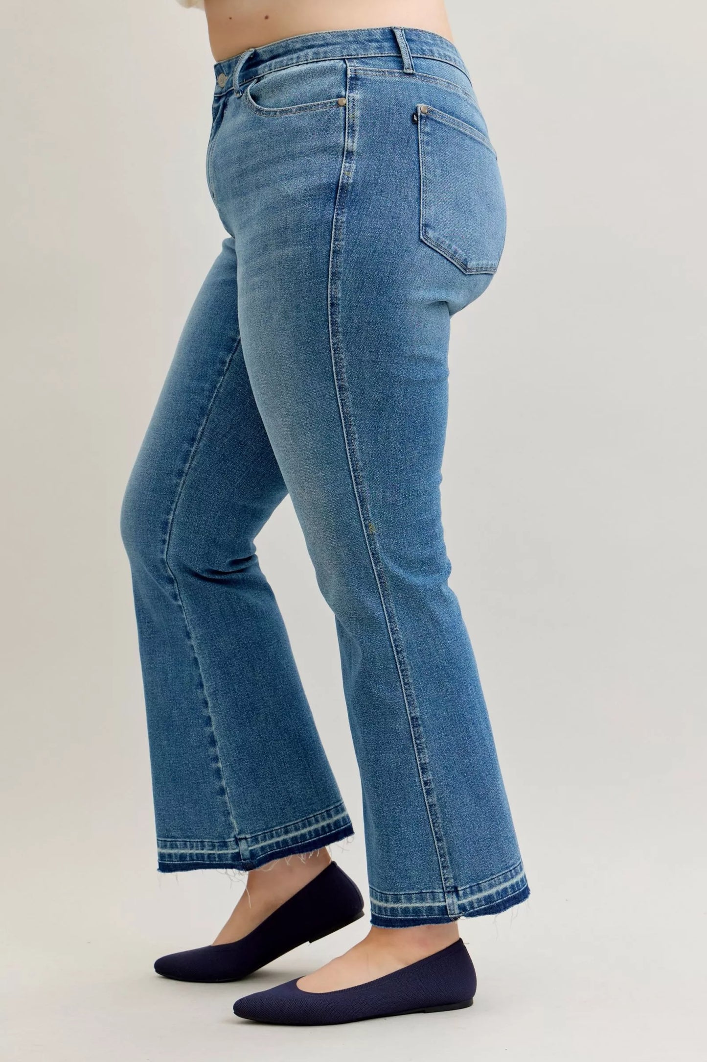 Mid-Rise Slim Bootcut Tummy Control Release Hem Jeans