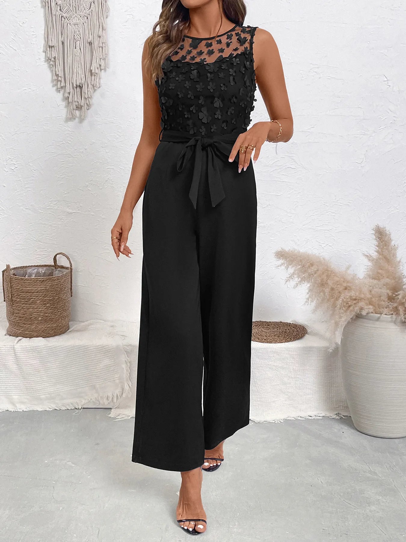 Flowers and Lace Wide Leg Jumpsuit