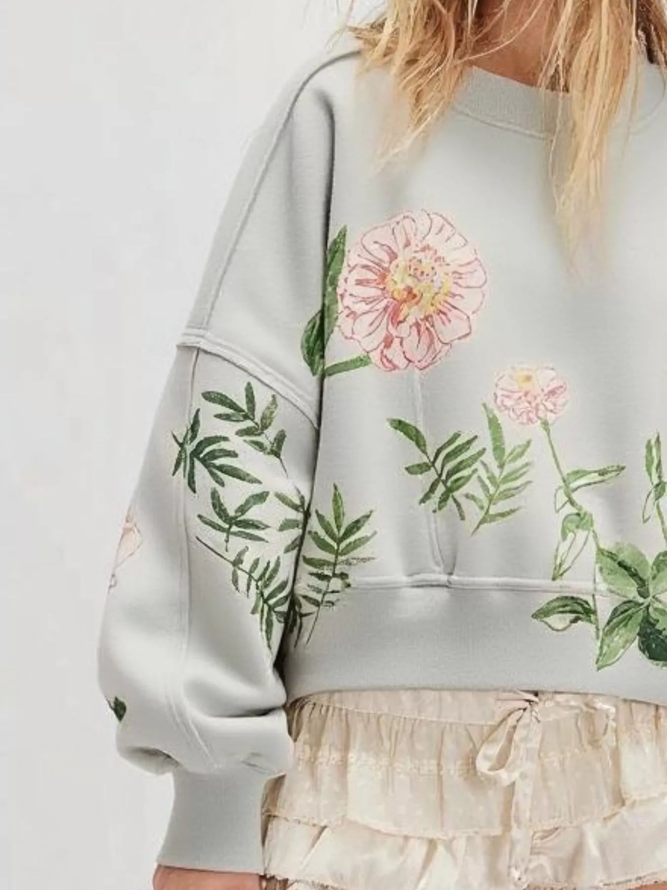 Painterly Floral Print Sweatshirt
