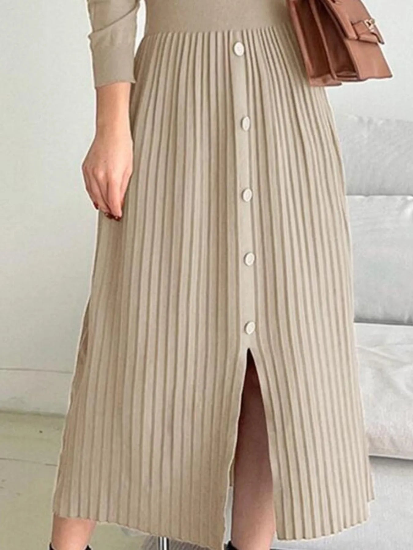 Sweater Dress with Pleated Skirt