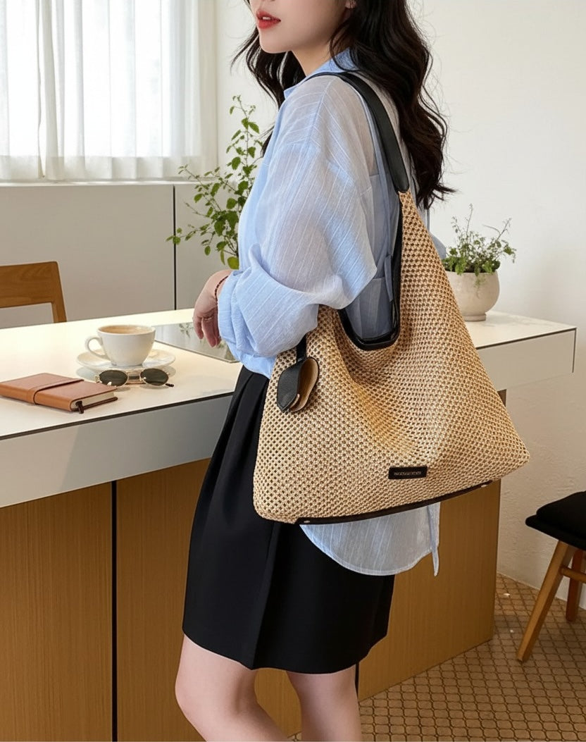 Woven Straw Shoulder Bag