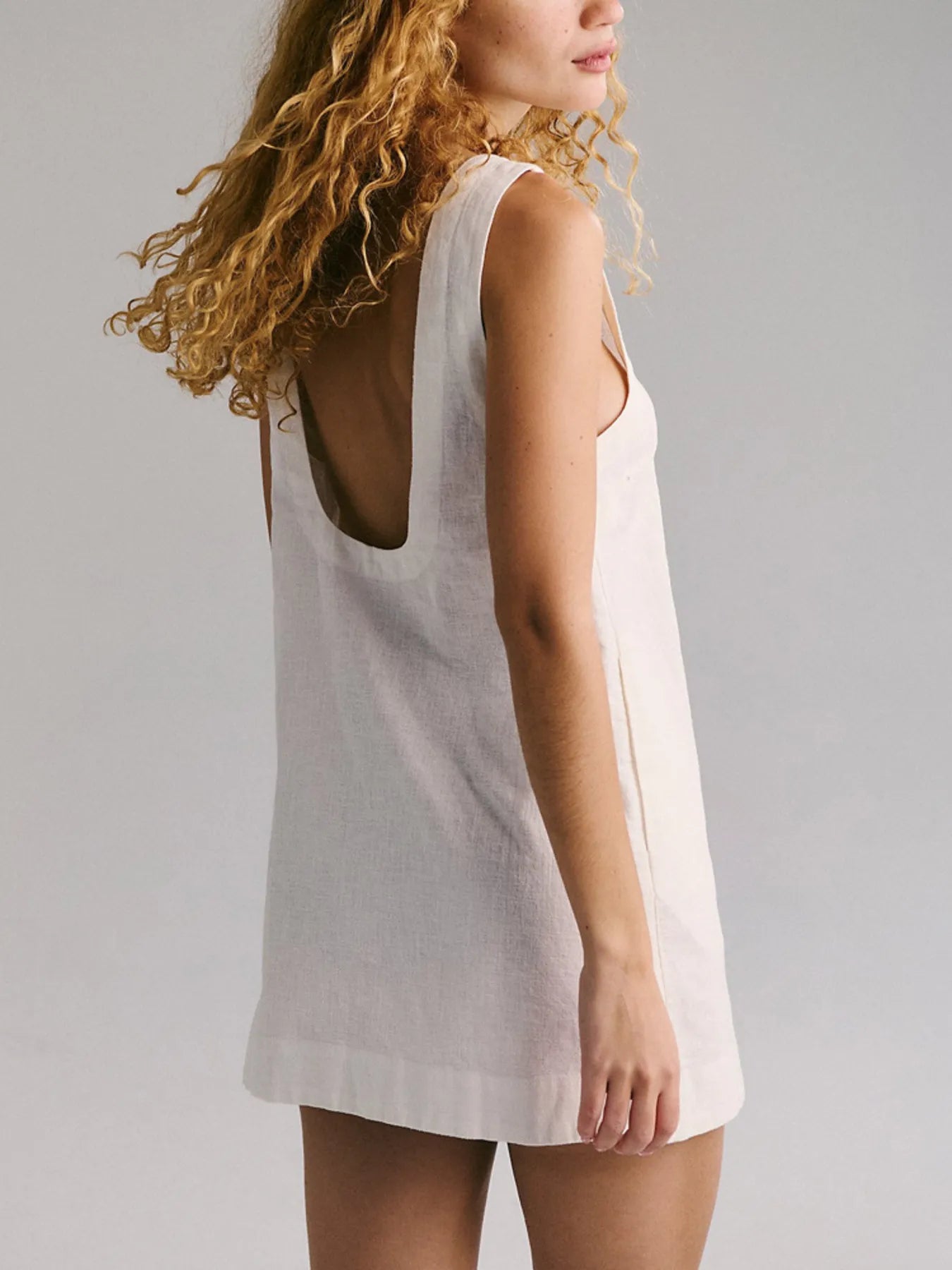 Backless Denim Mini Shift Dress