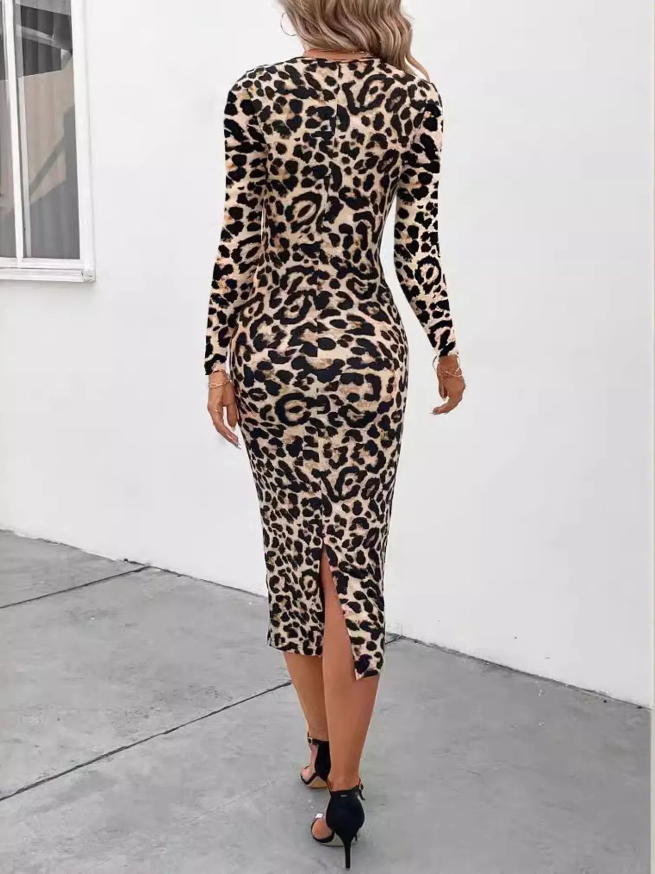 Leopard Print Bodycon Midi Dress
