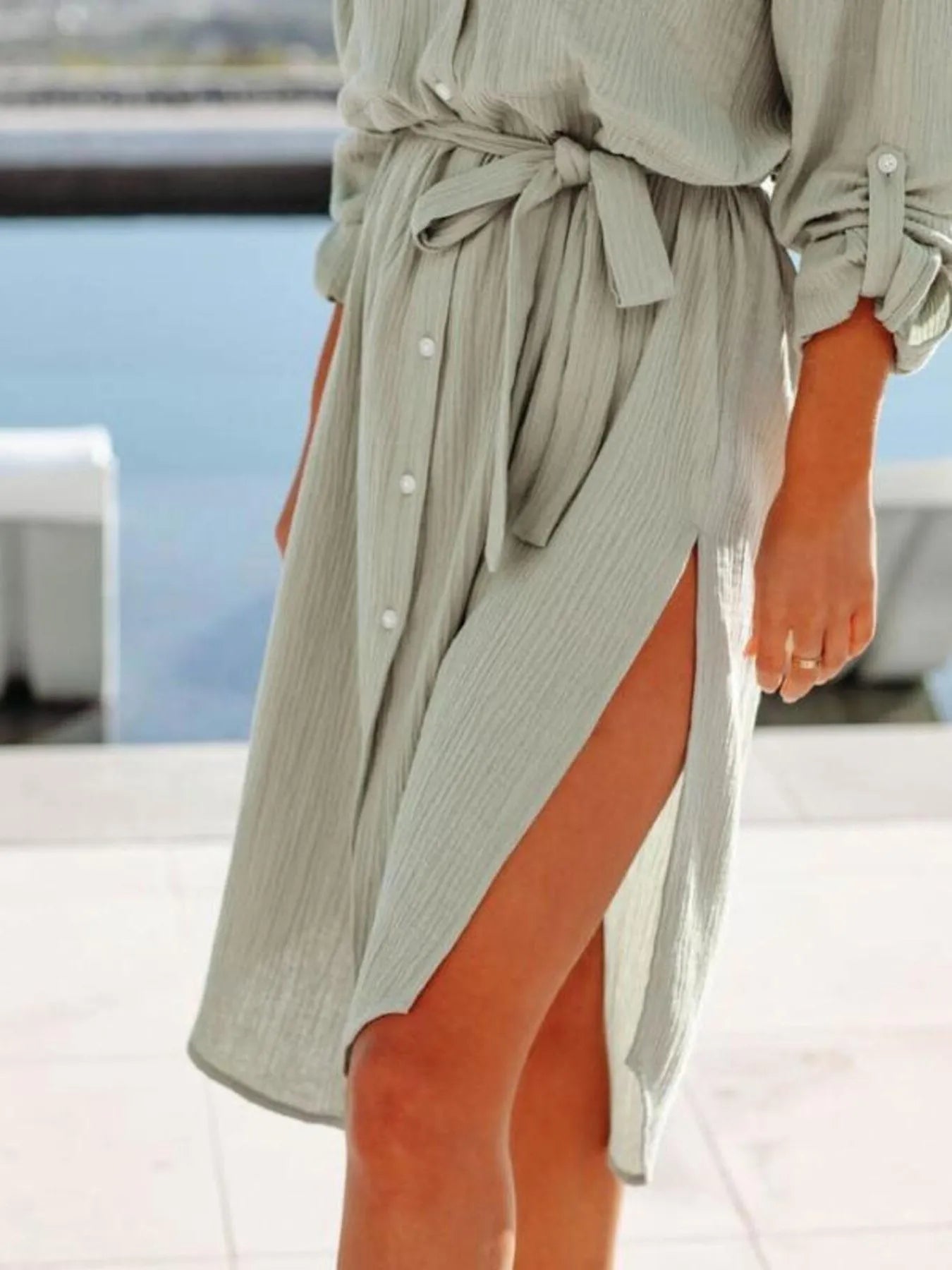 Coastal Cool Belted Shirtdress