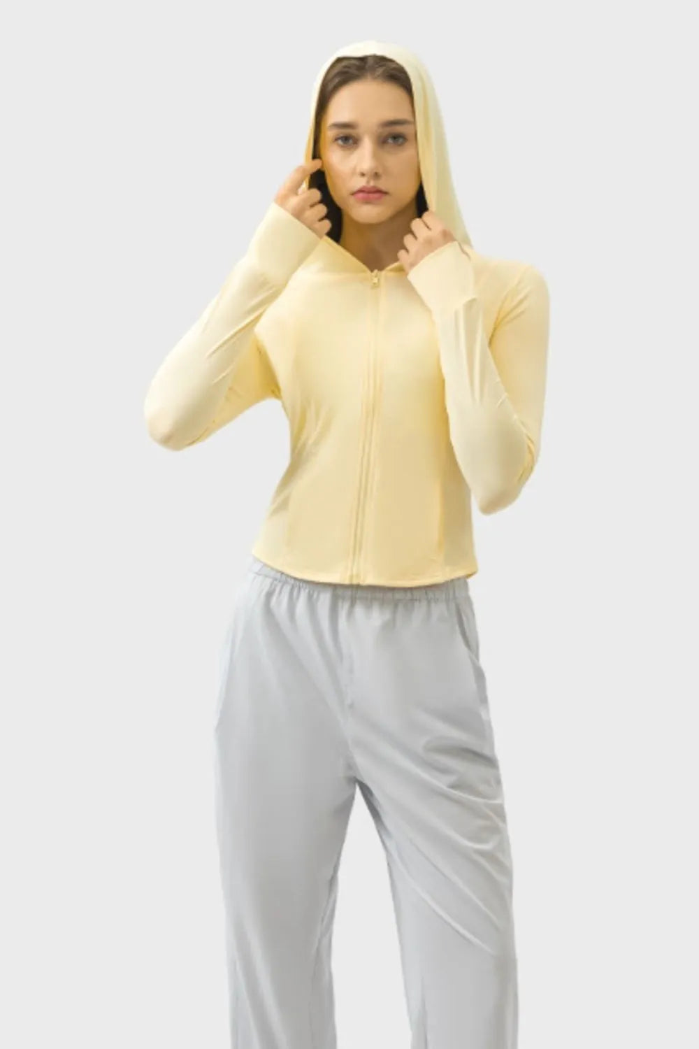 Active Long Sleeve Zip Up Jacket with Hood