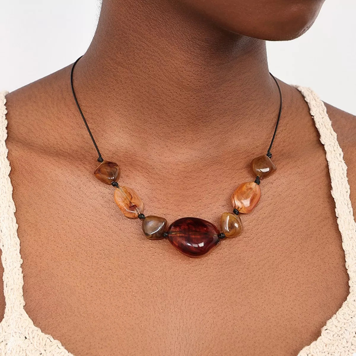 Amber Beaded Statement Necklace