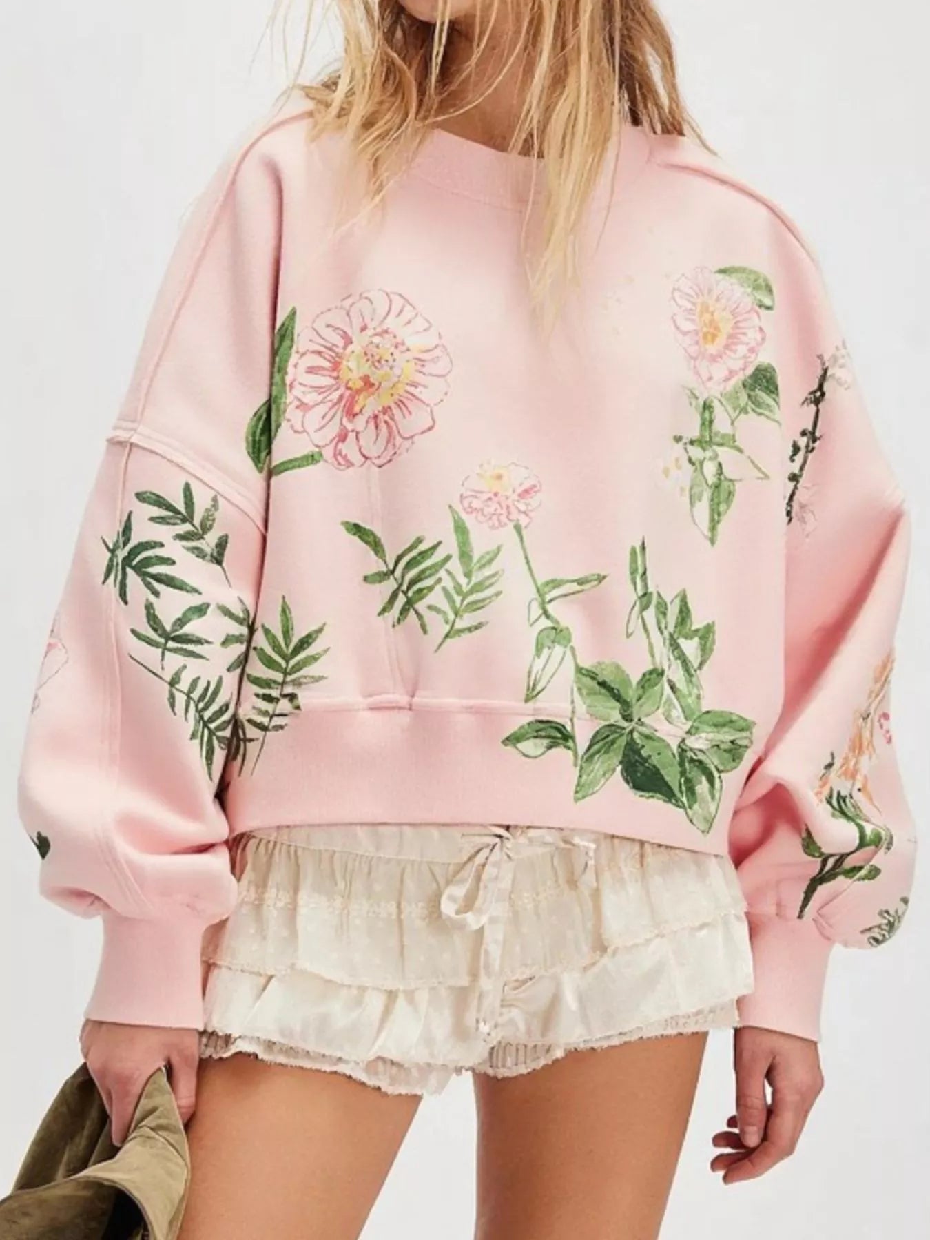 Painterly Floral Print Sweatshirt