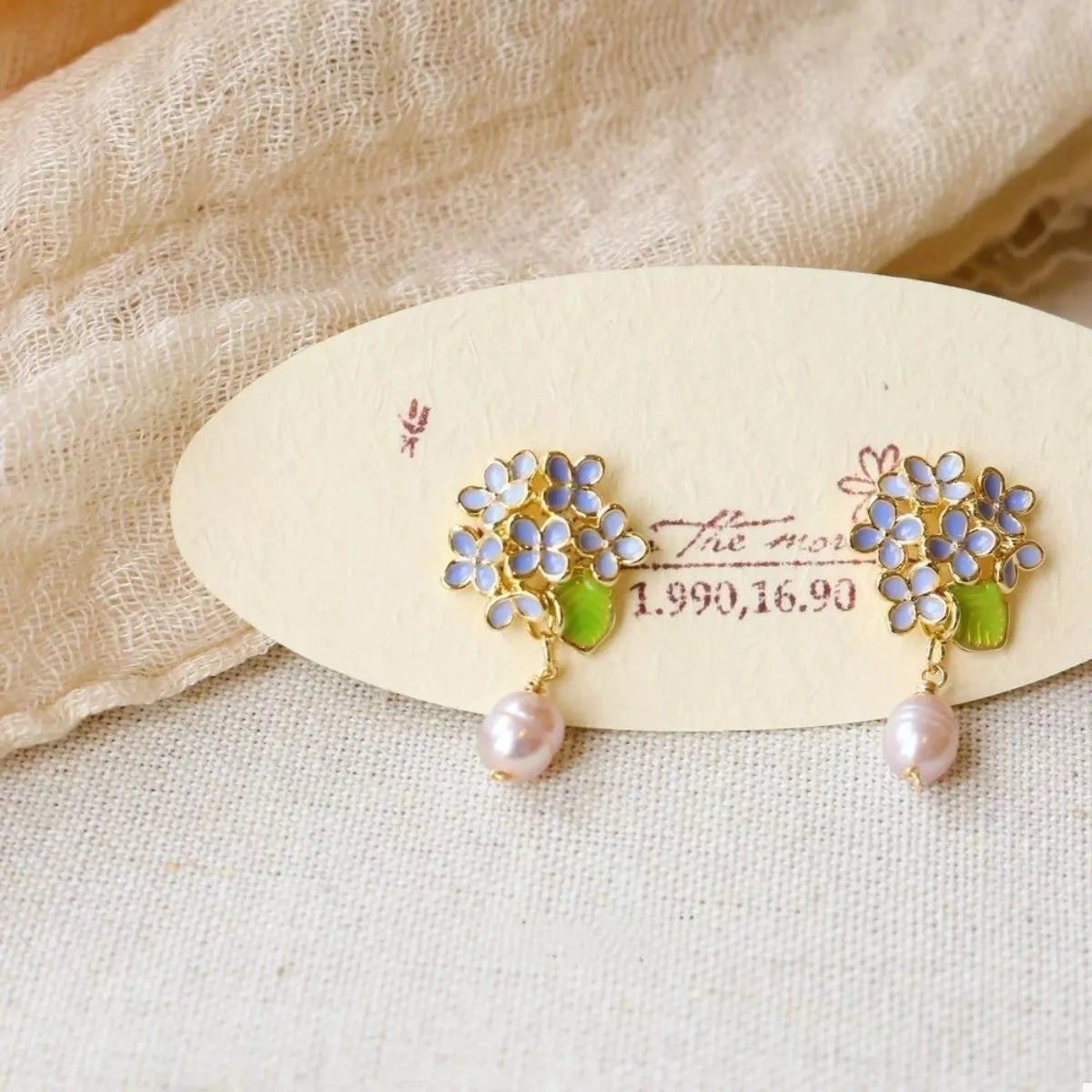 Flower Pearl Drop Earrings