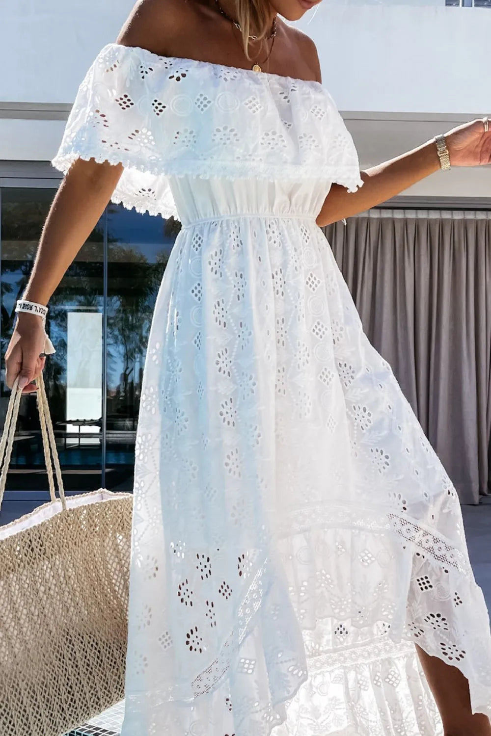 Ruffles and Romance Eyelet Maxi Dress