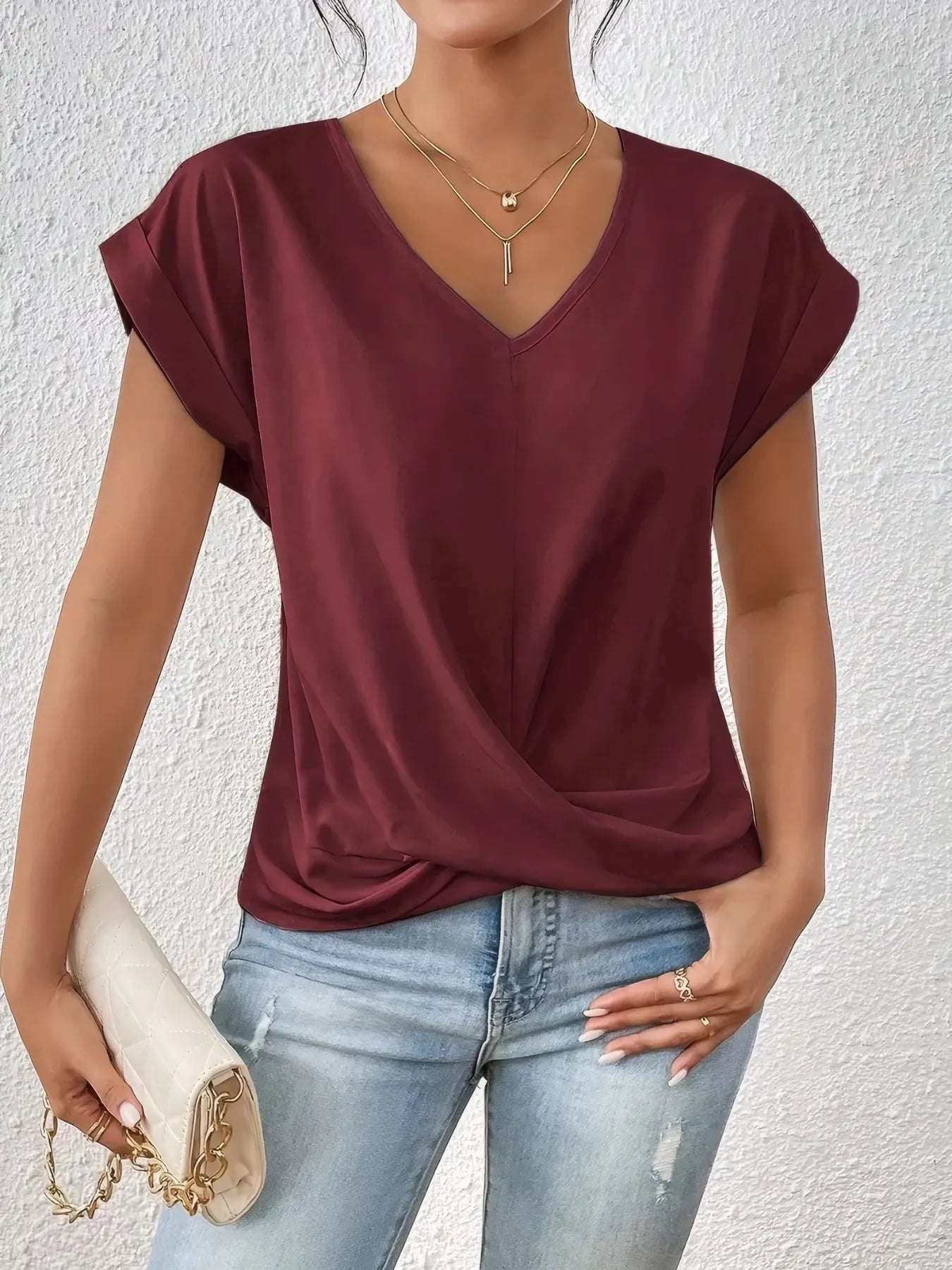 Women's V-Neck Twist Front Top