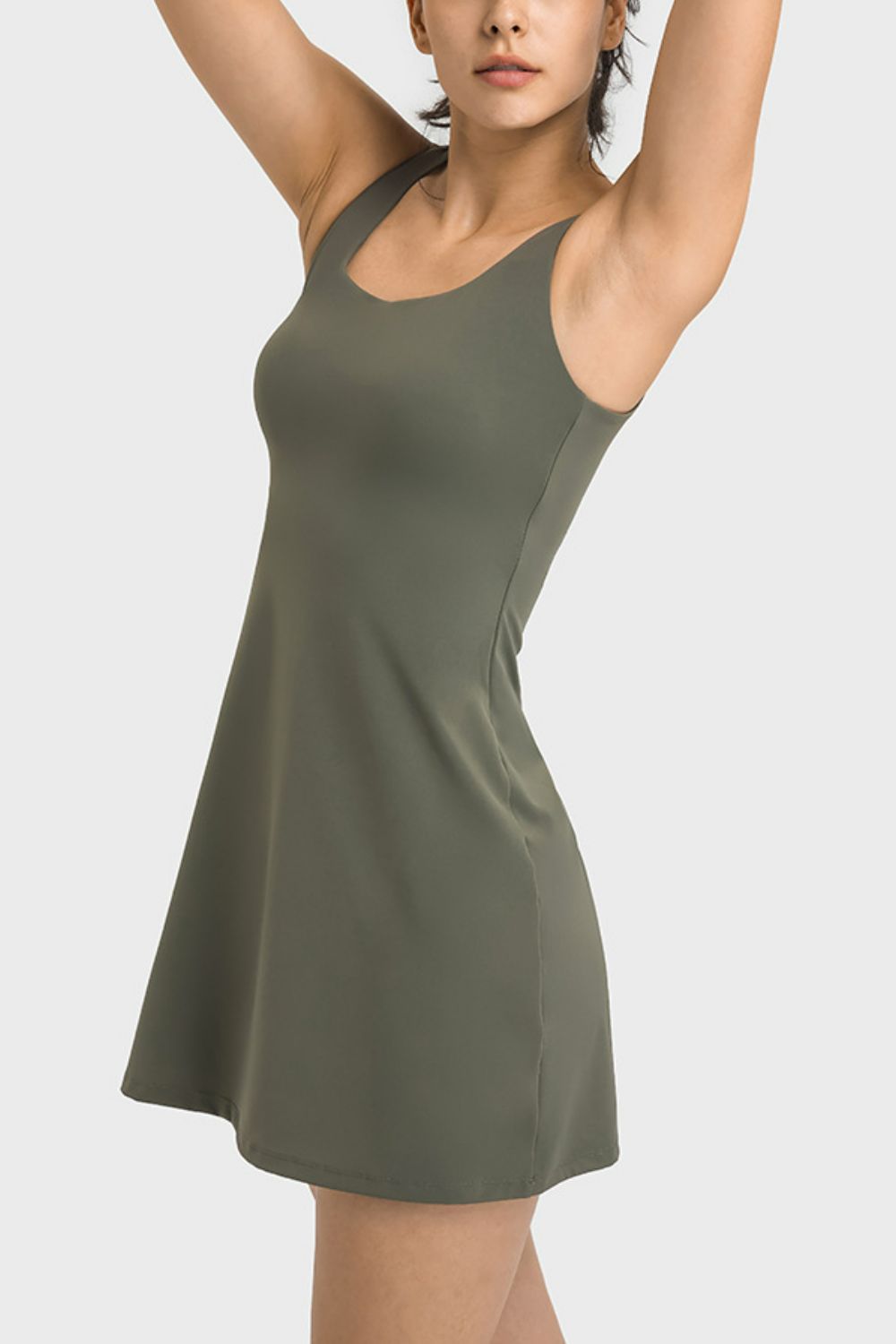 Athletic Square Neck Tank Dress with Shorts