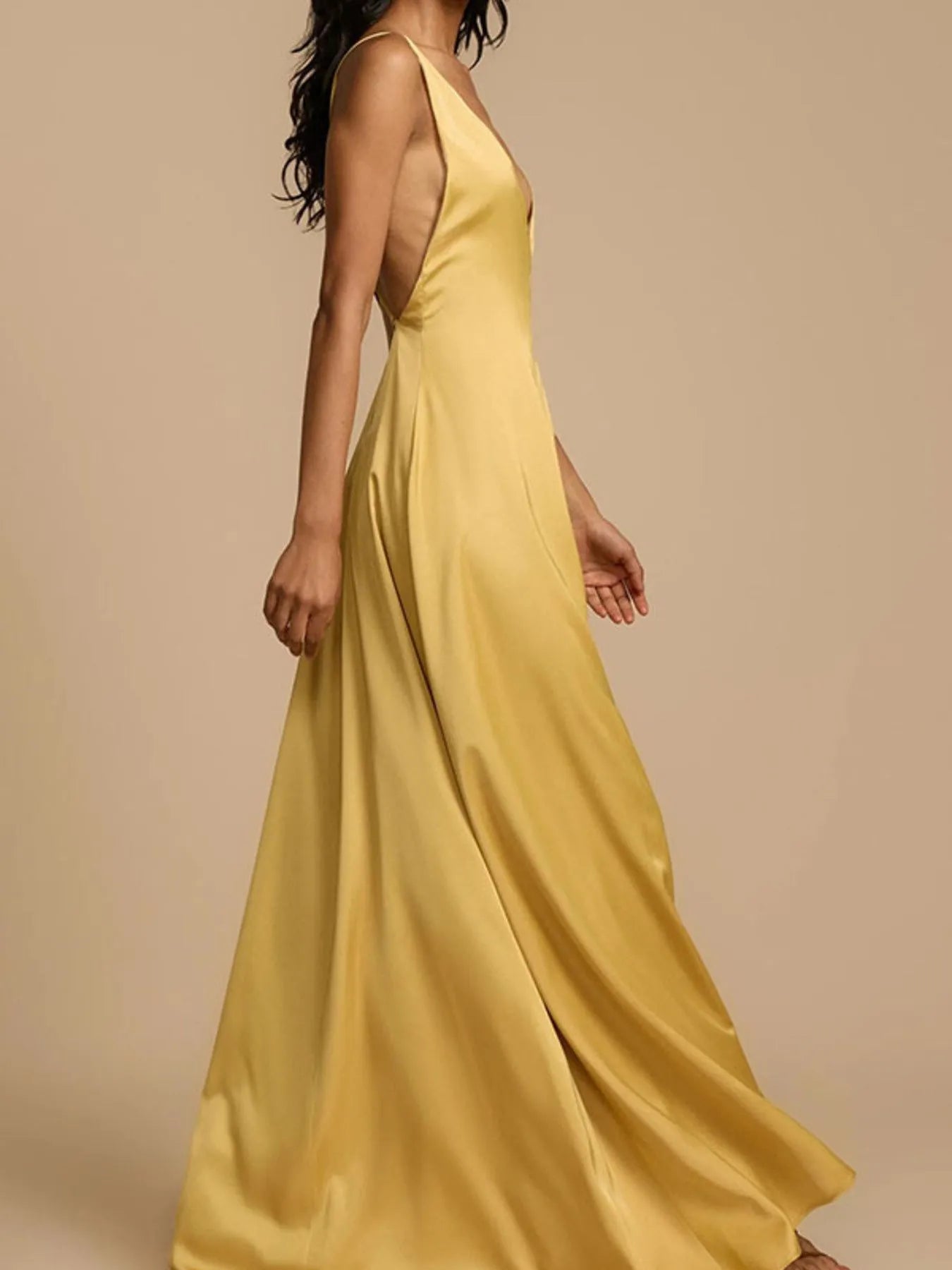 Golden Hour Deep V-Neck Maxi Dress