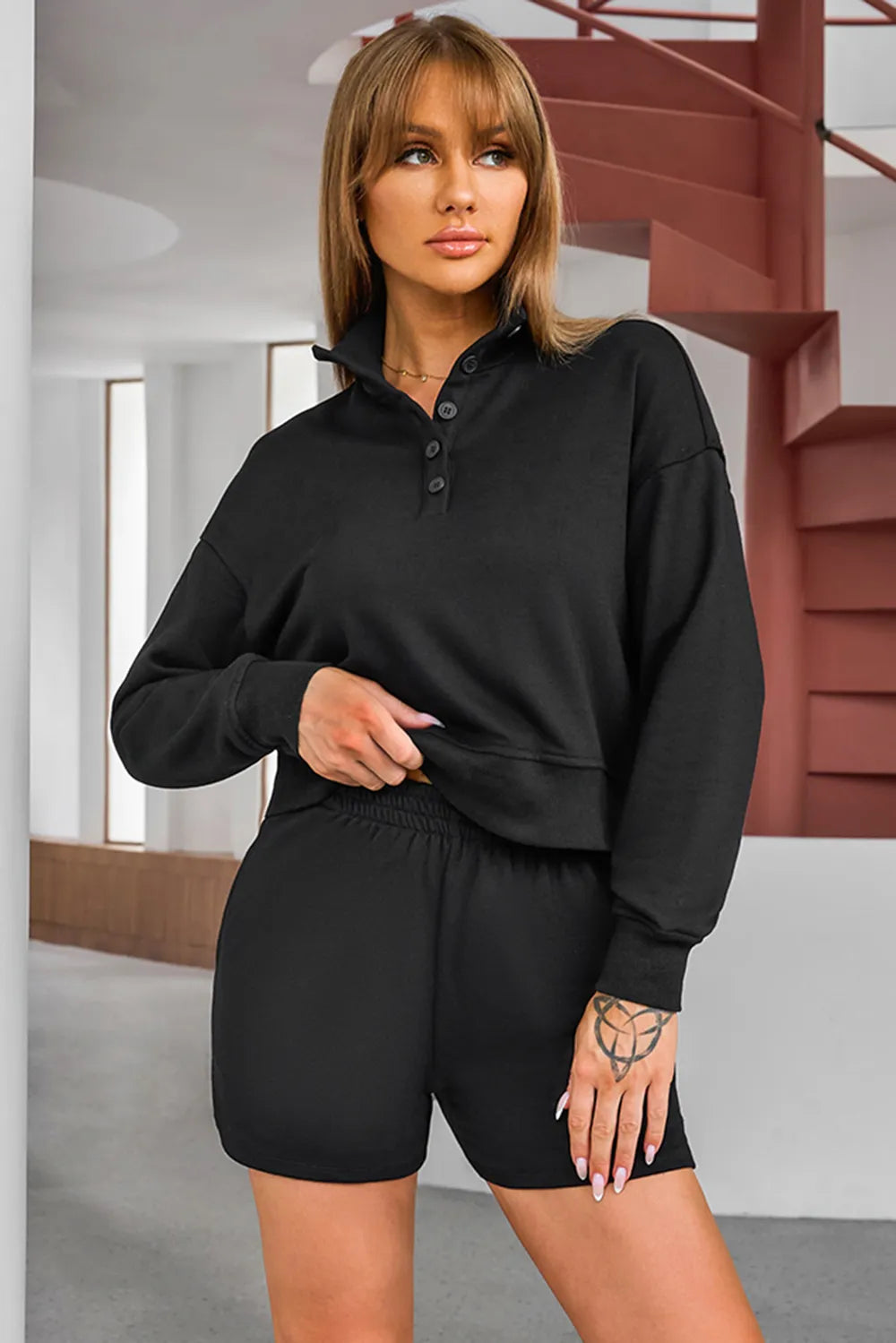 Matching Sweatshirt and Shorts Athleisure Set