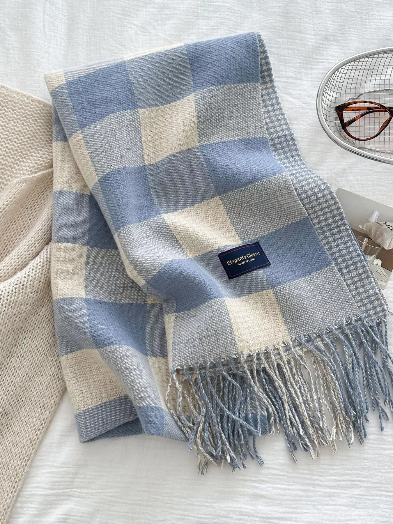 Plaid Tassel Scarf