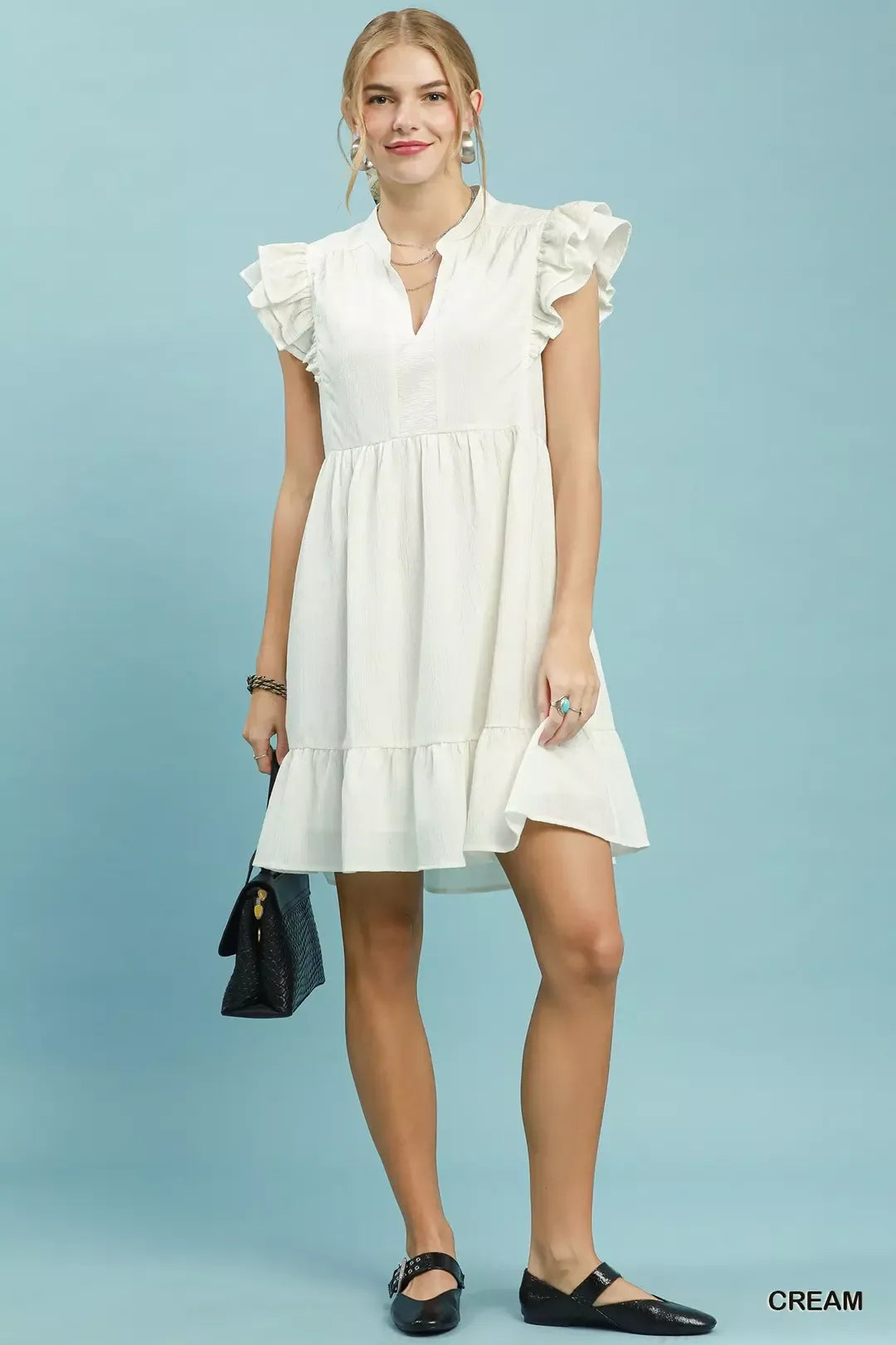 Ruffle Sleeve Babydoll Dress