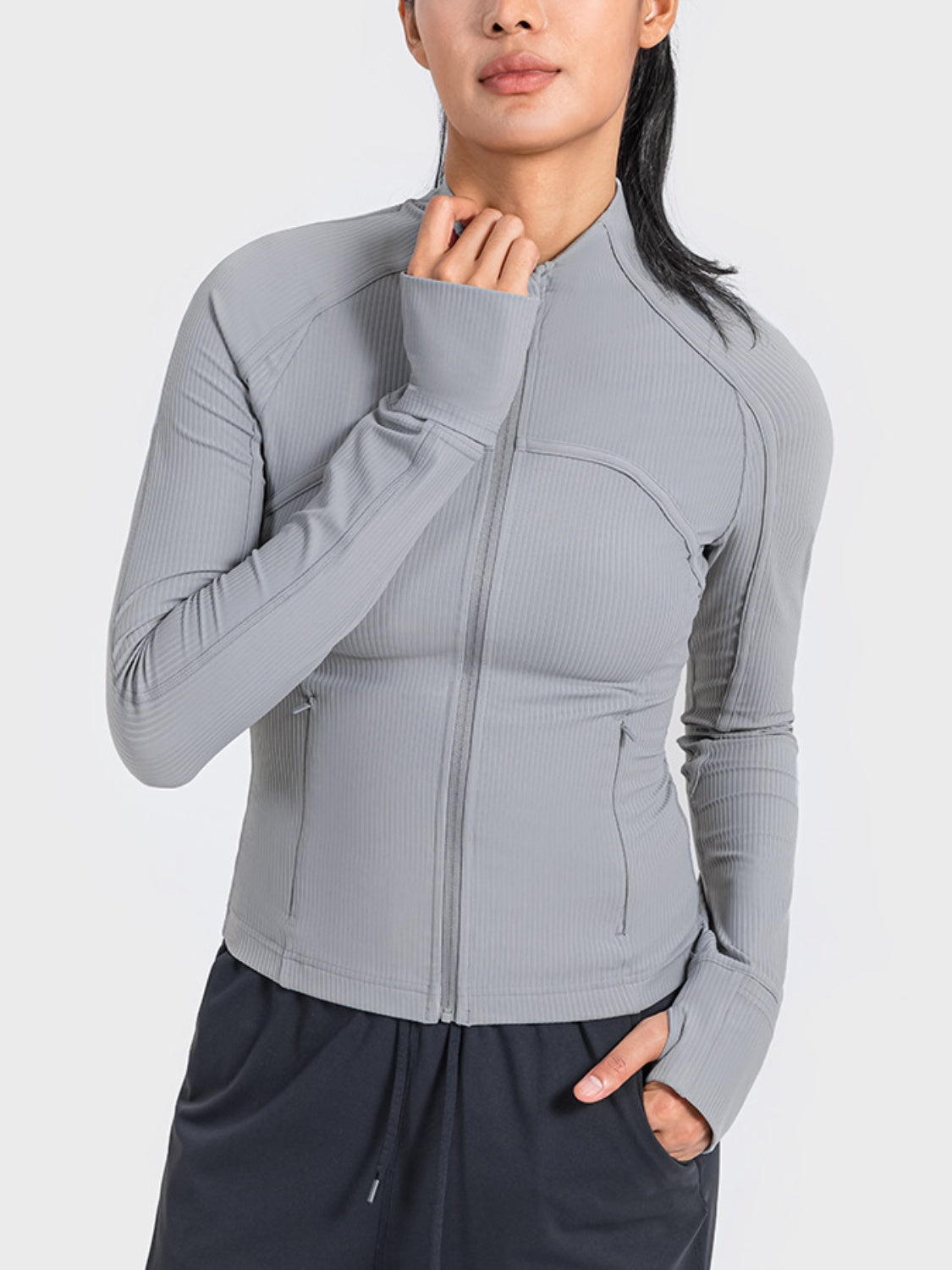 Athletic Zip-Up Long Sleeve Jacket - Detail View 7