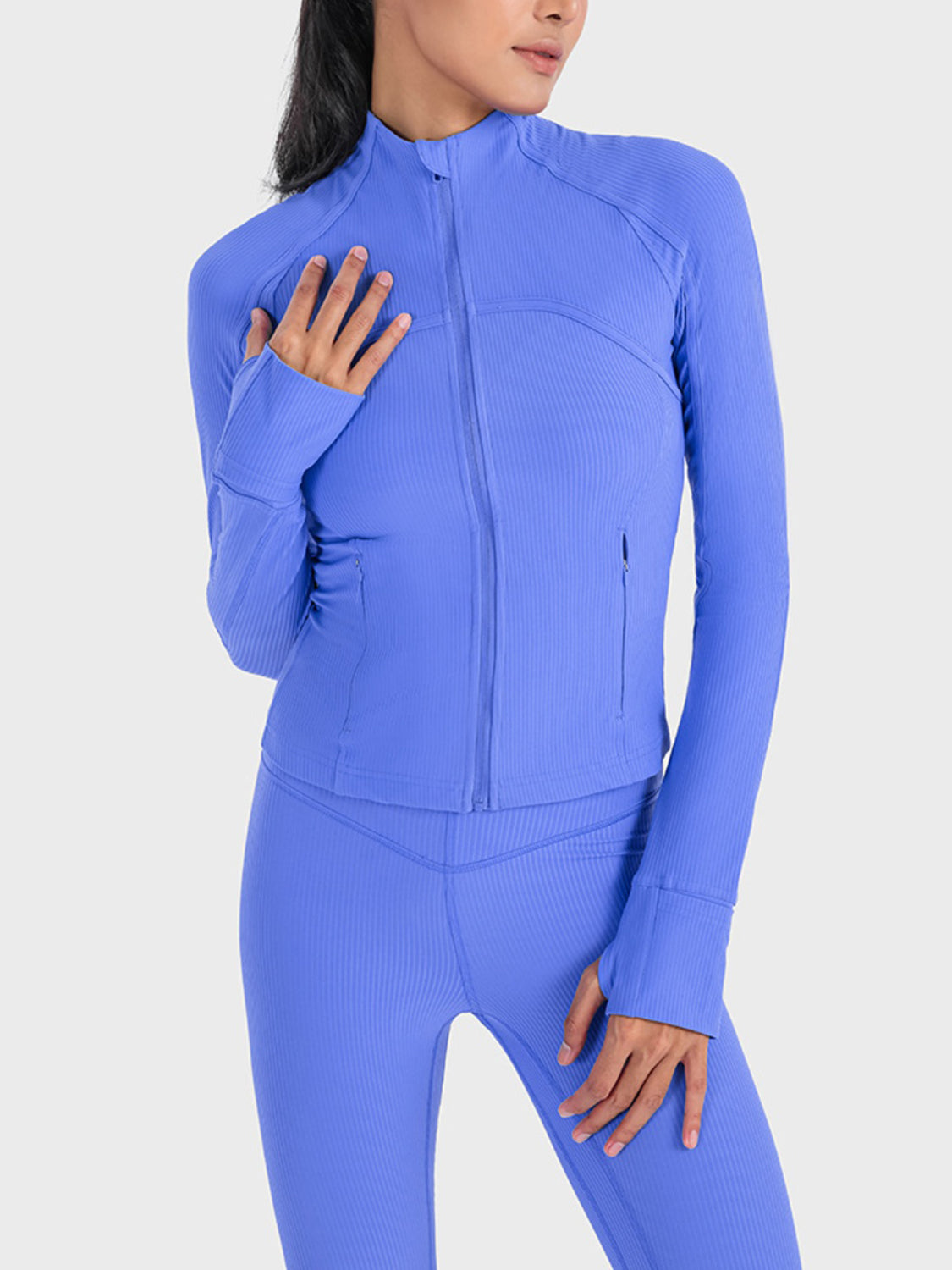 Athletic Zip-Up Long Sleeve Jacket - Detail View 5