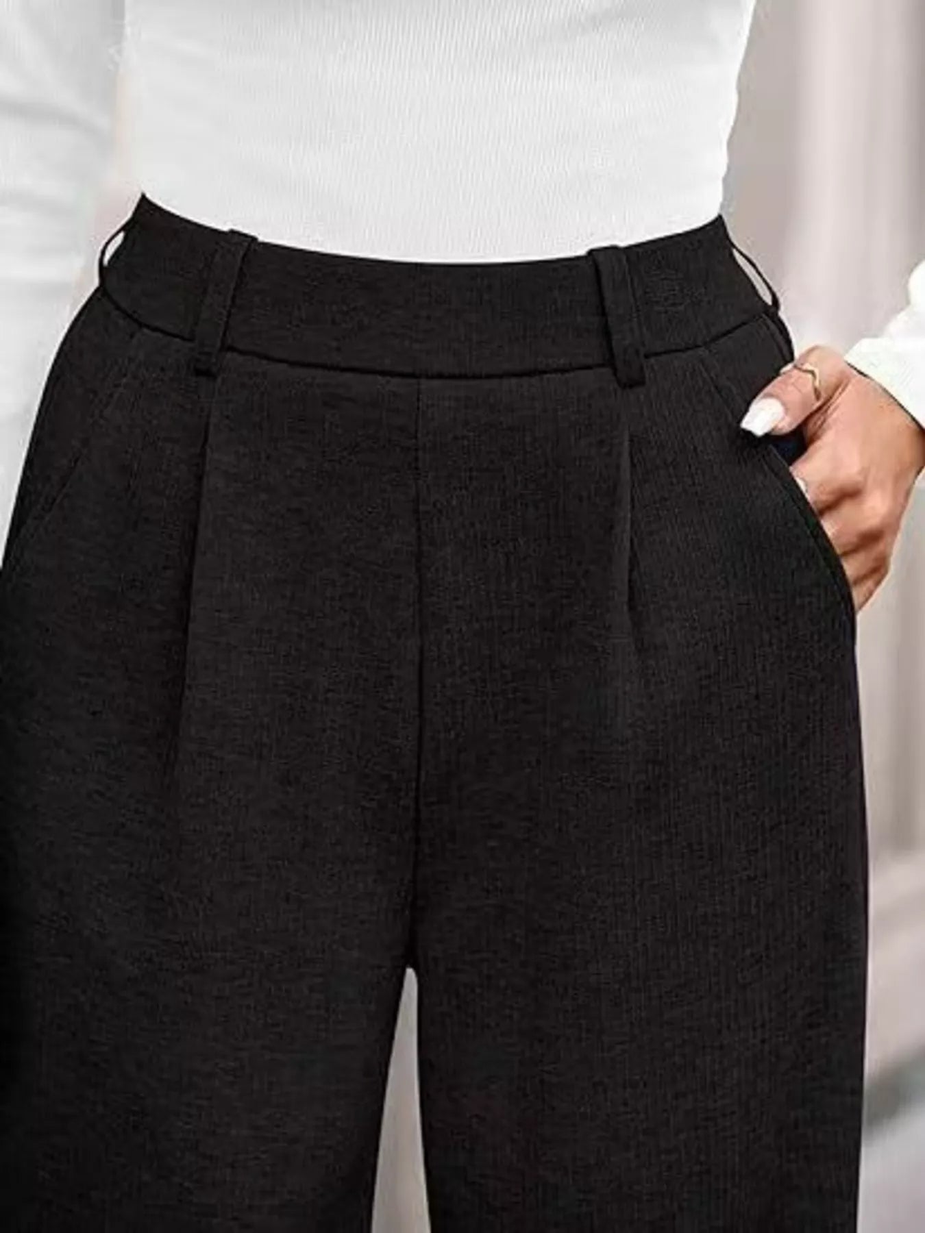 Wide-Leg Pleated Trouser Pants
