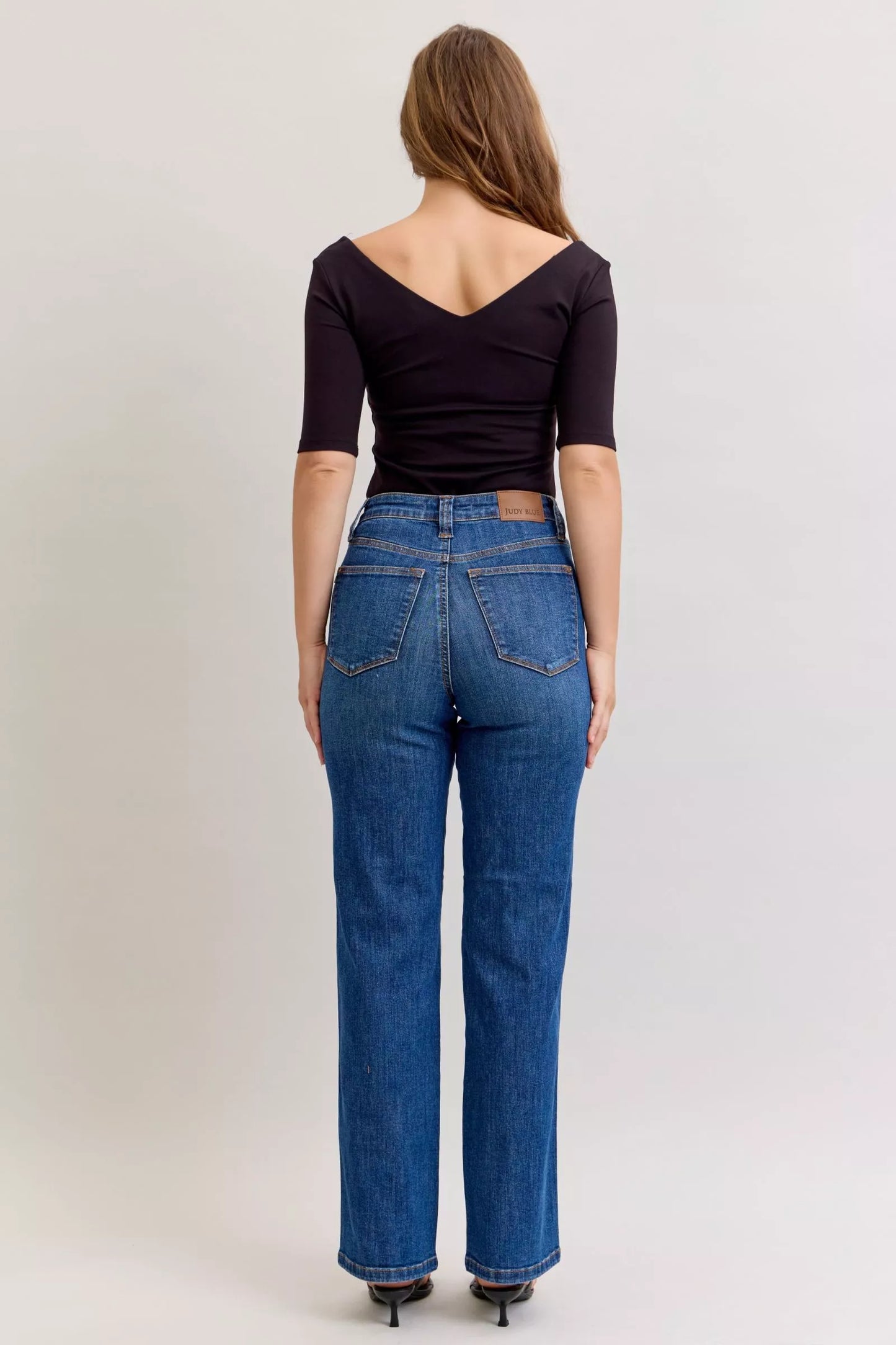 Slimming High Waist Straight Leg Jeans