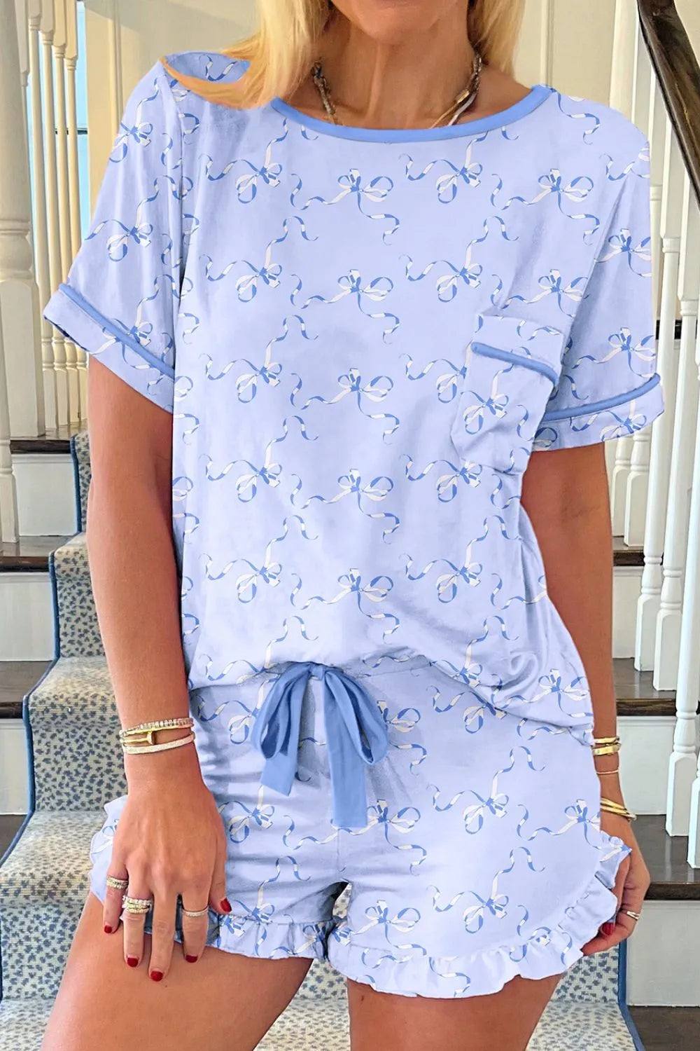 Women's Bow Print Pajama Set