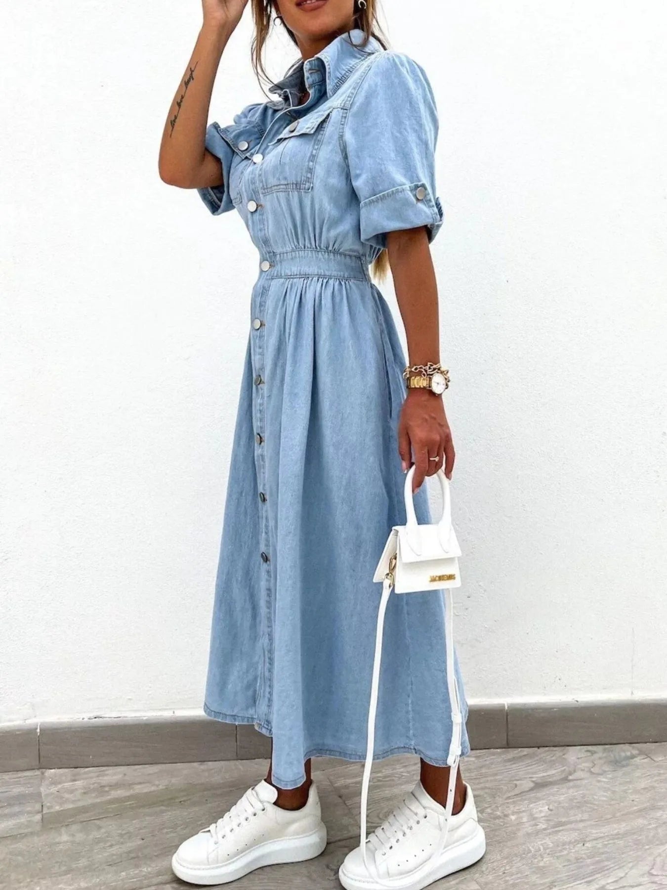 Women's Button-Down Denim Shirt Dress