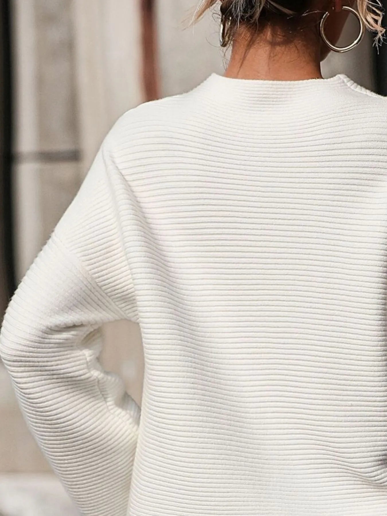 Mock Neck Drop Shoulder Sweater
