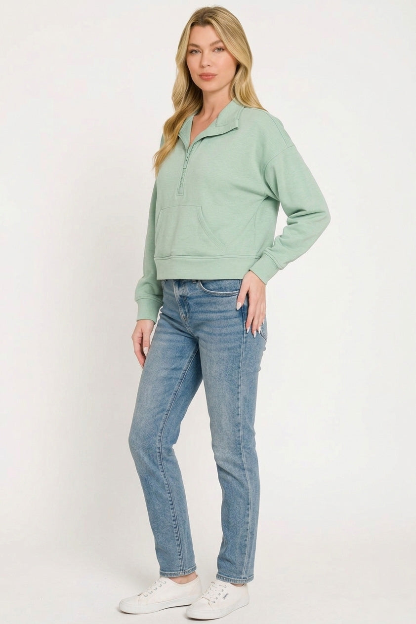 Half Zip Pullover - Mint