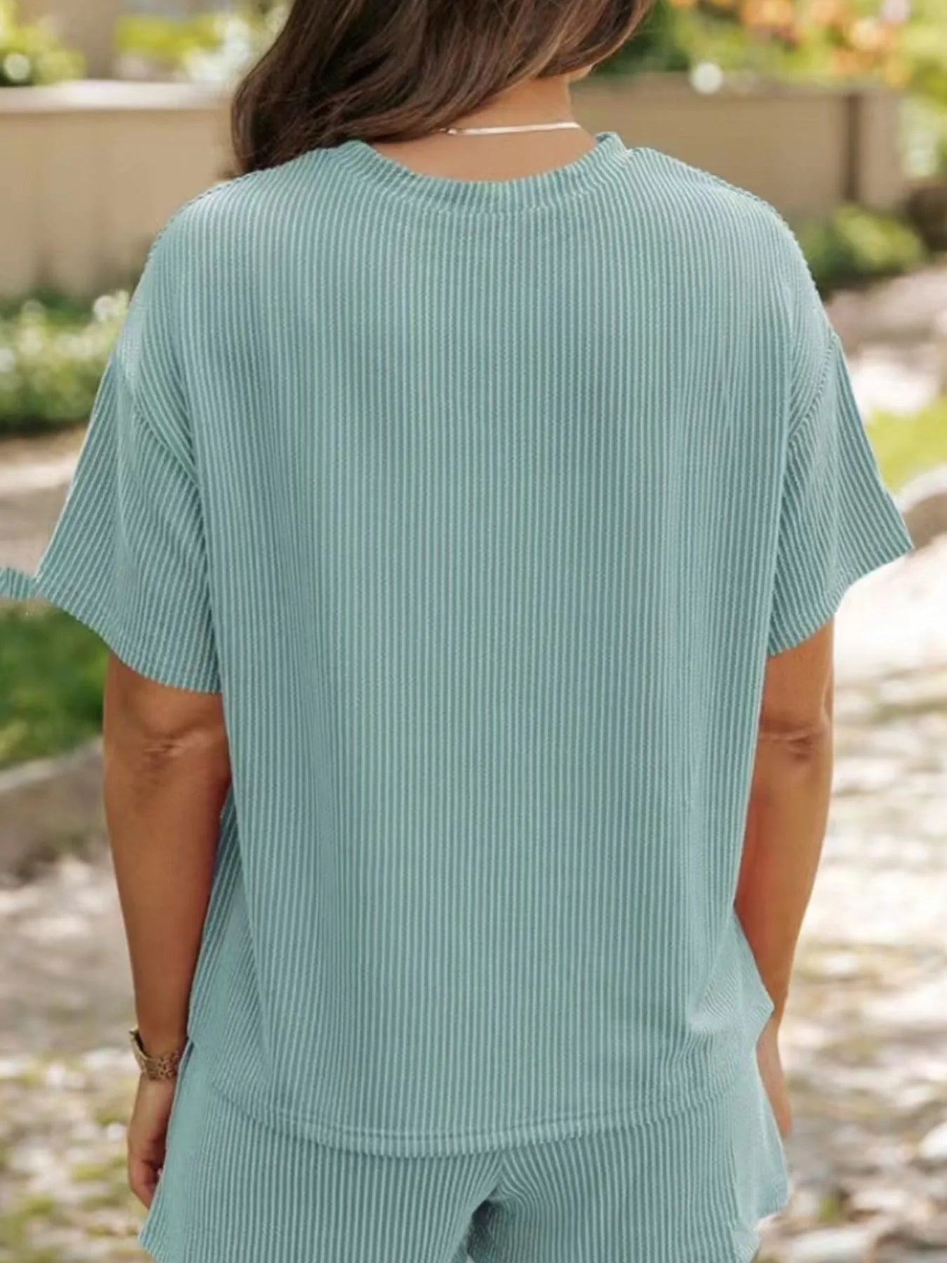 Ribbed Short Sleeve Lounge Set