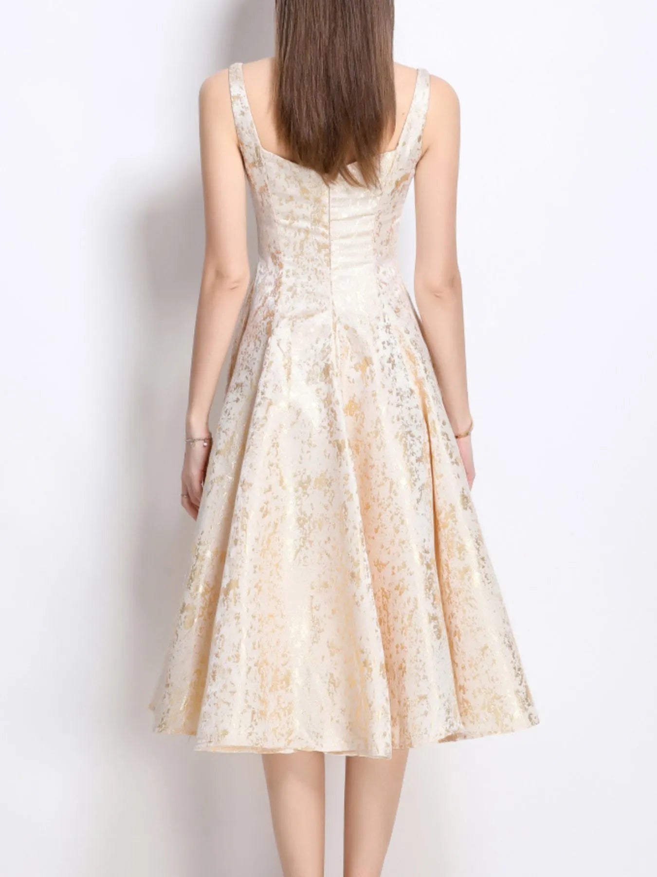 Gilded Reverie Fit-and-Flare Dress