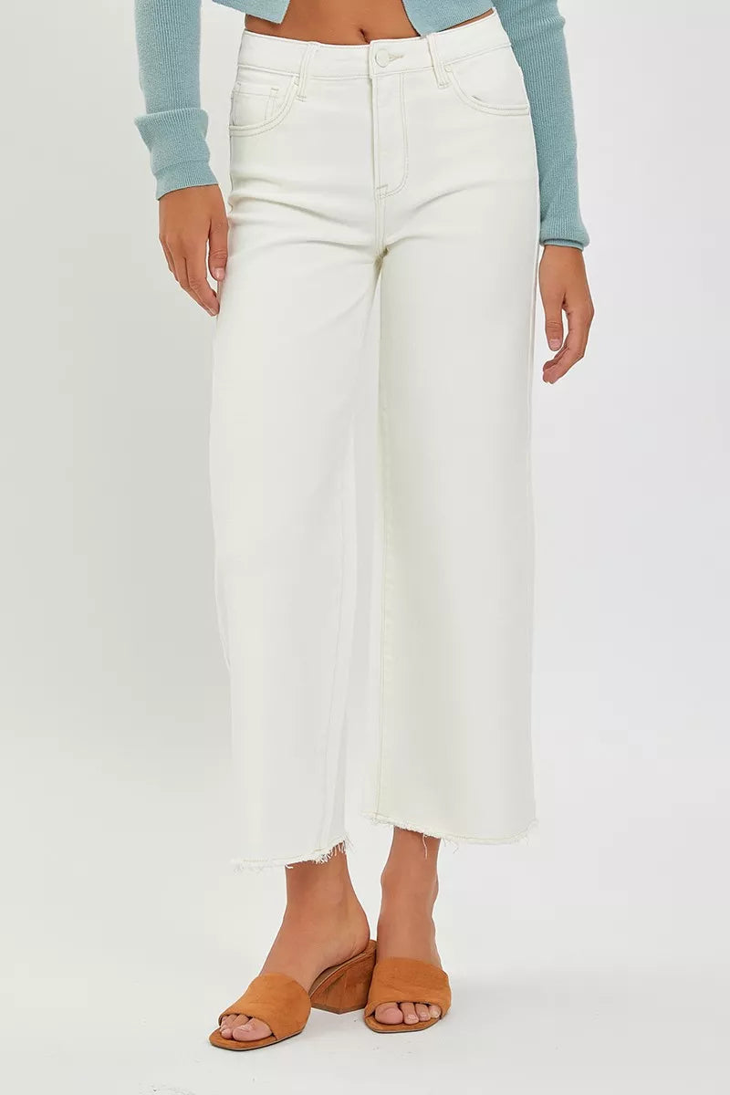 Tummy Control High Rise Crop Wide Jeans