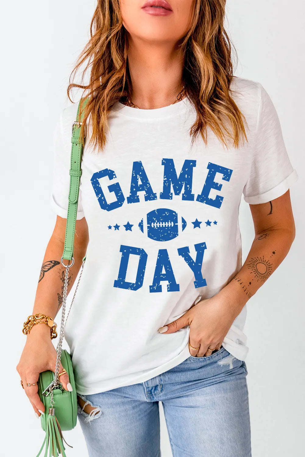 GAME DAY Round Neck Short Sleeve T-Shirt - Front View