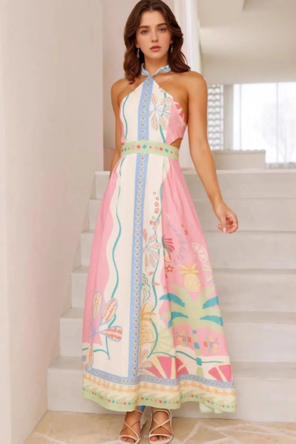 Perfect Palm Halter Dress