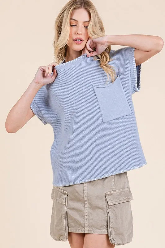 Cap Sleeve Knit Sweater