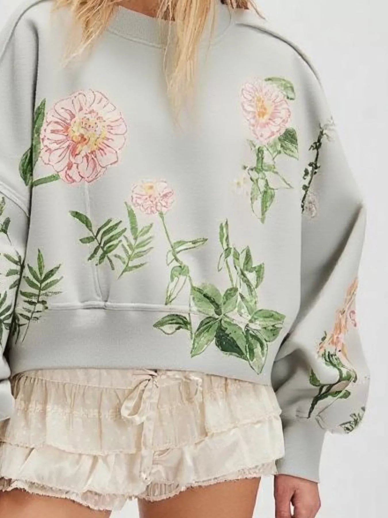 Painterly Floral Print Sweatshirt