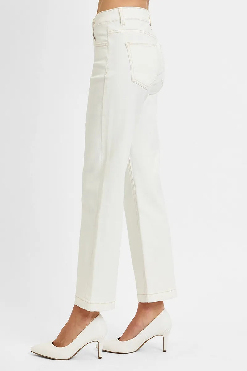 Tummy Control Mid Rise Straight Jeans