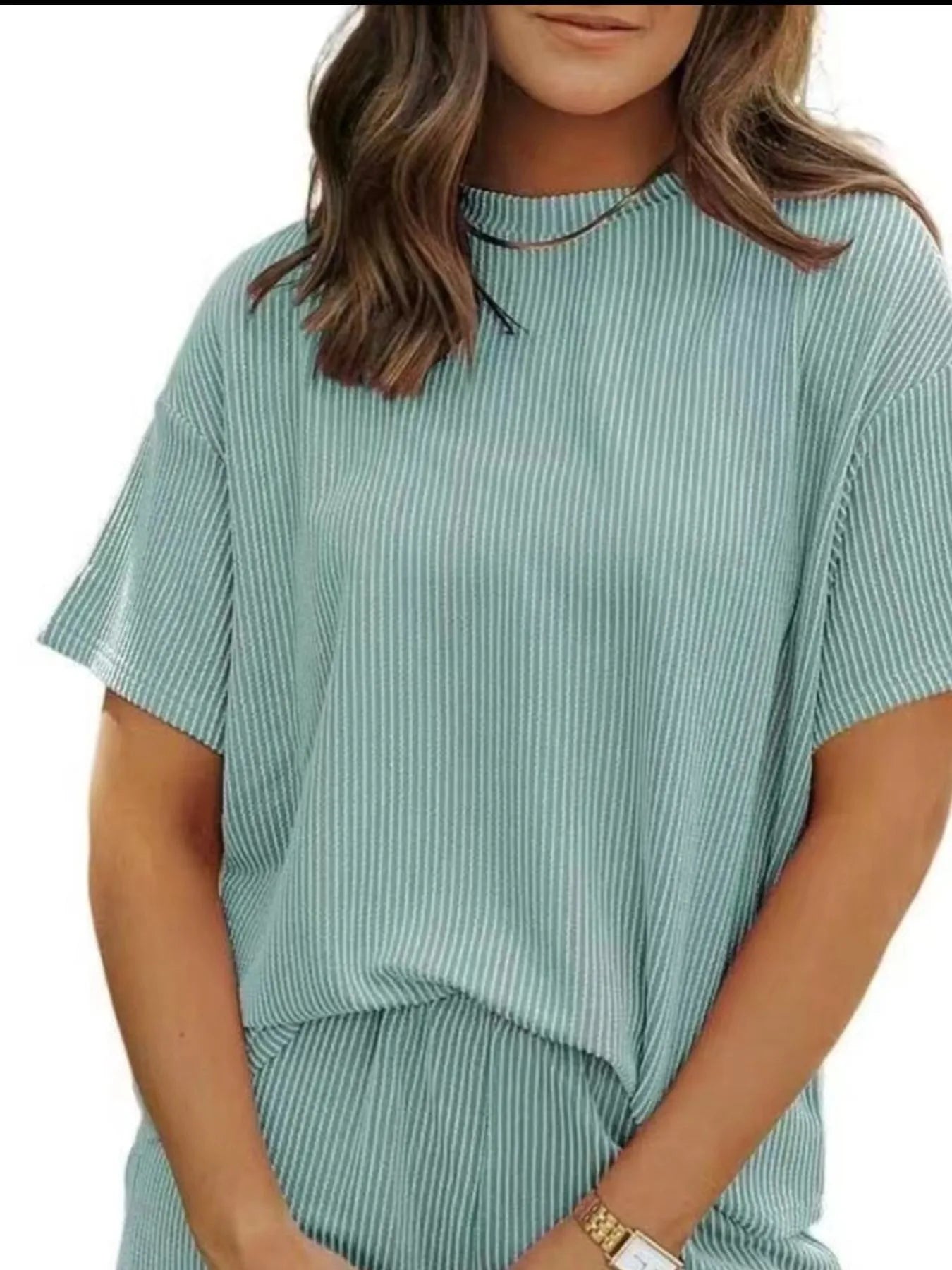 Ribbed Short Sleeve Lounge Set