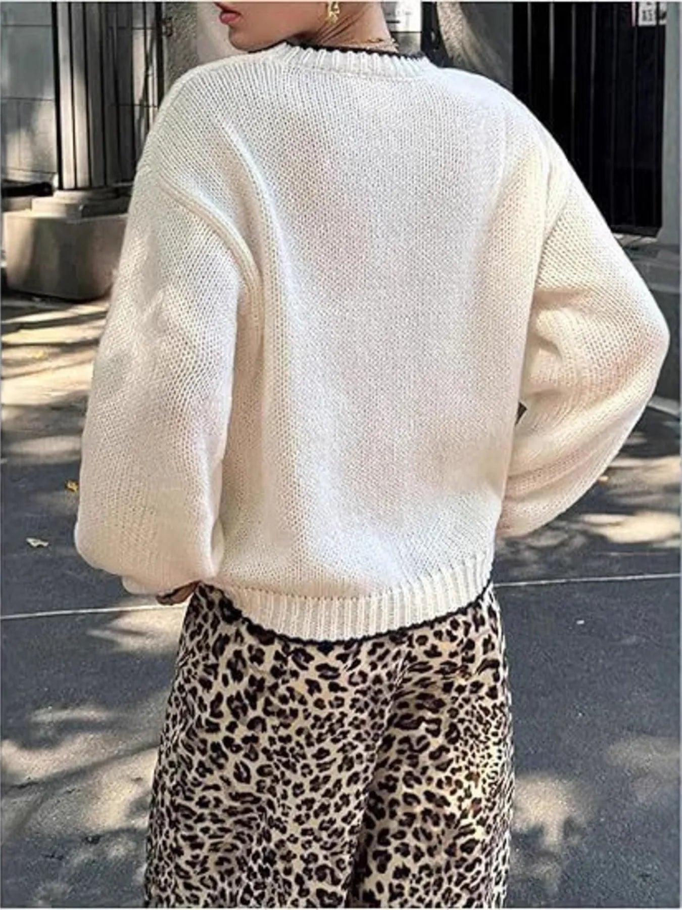 Red Lobster Print Oversized Sweater