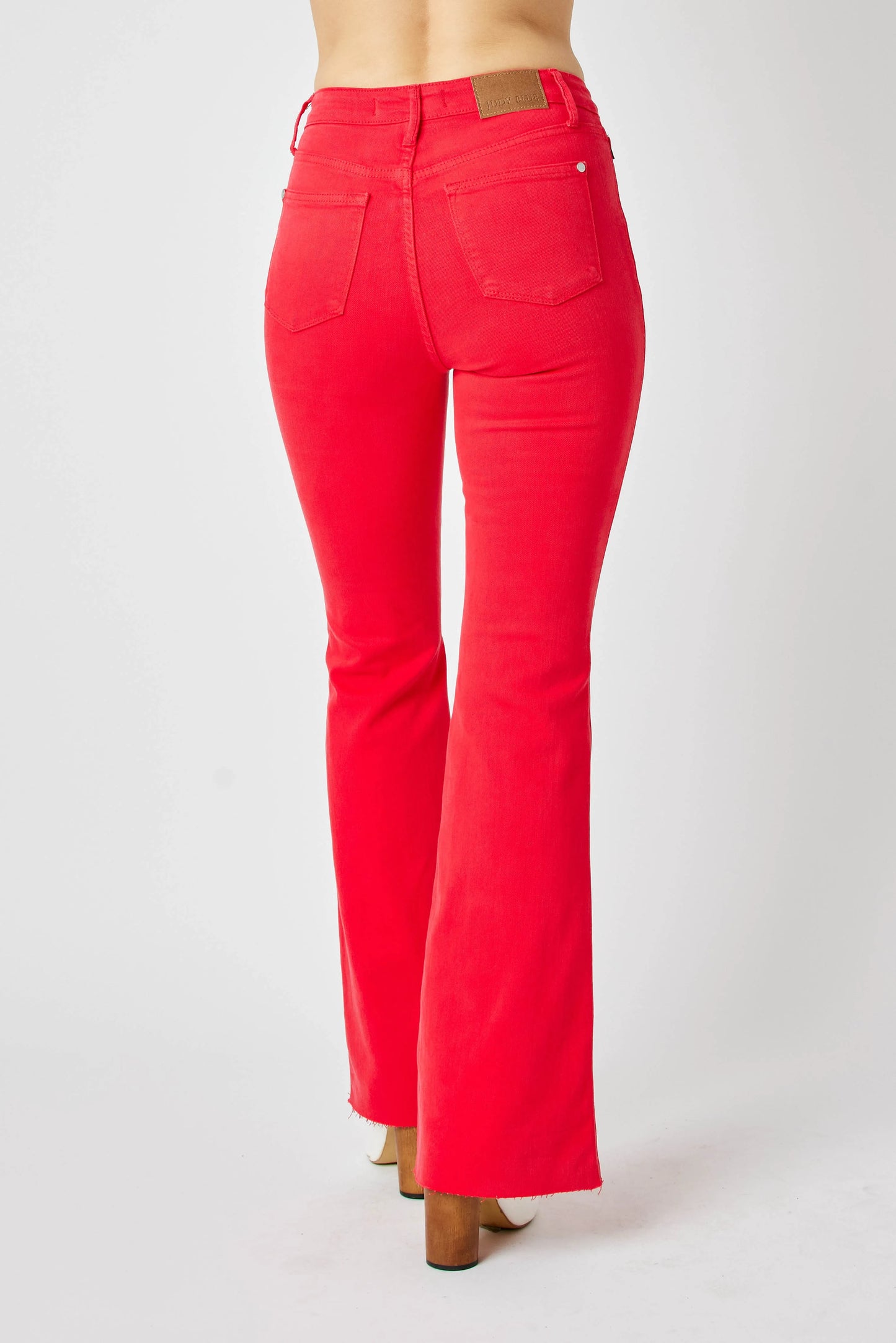 Red Flare Jeans with Tummy Control