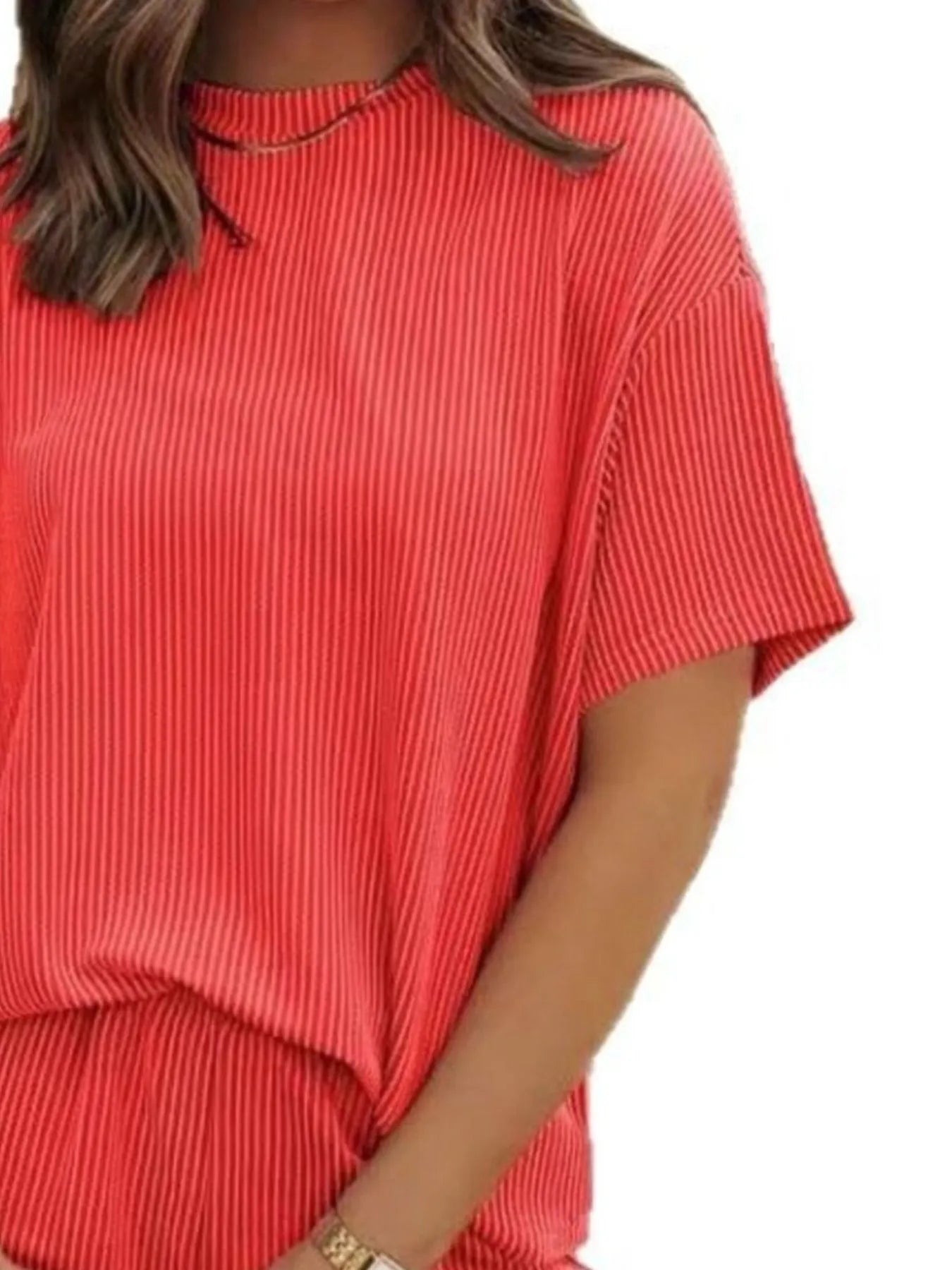 Ribbed Short Sleeve Lounge Set