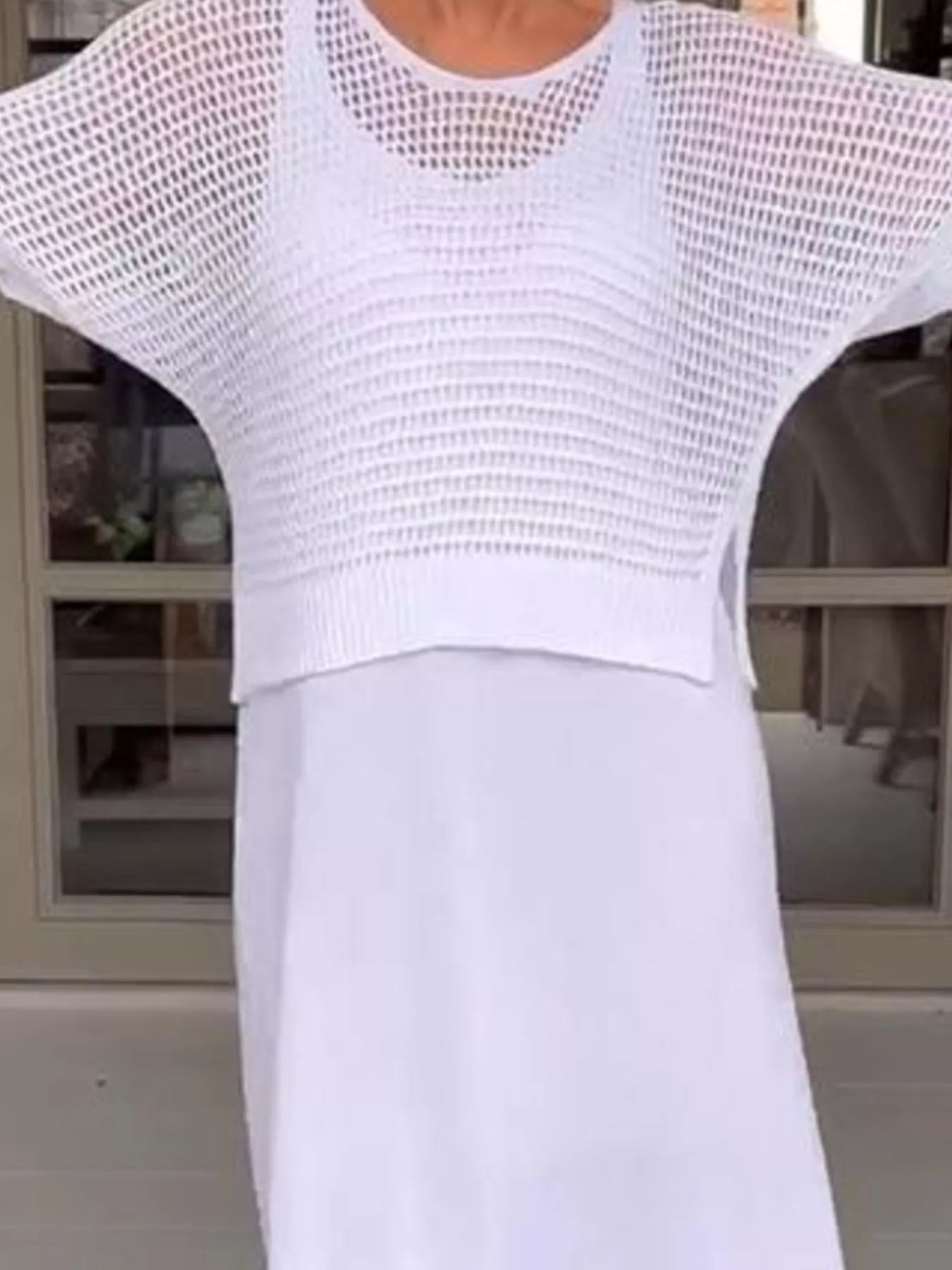 Openwork Sweater and Dress Set