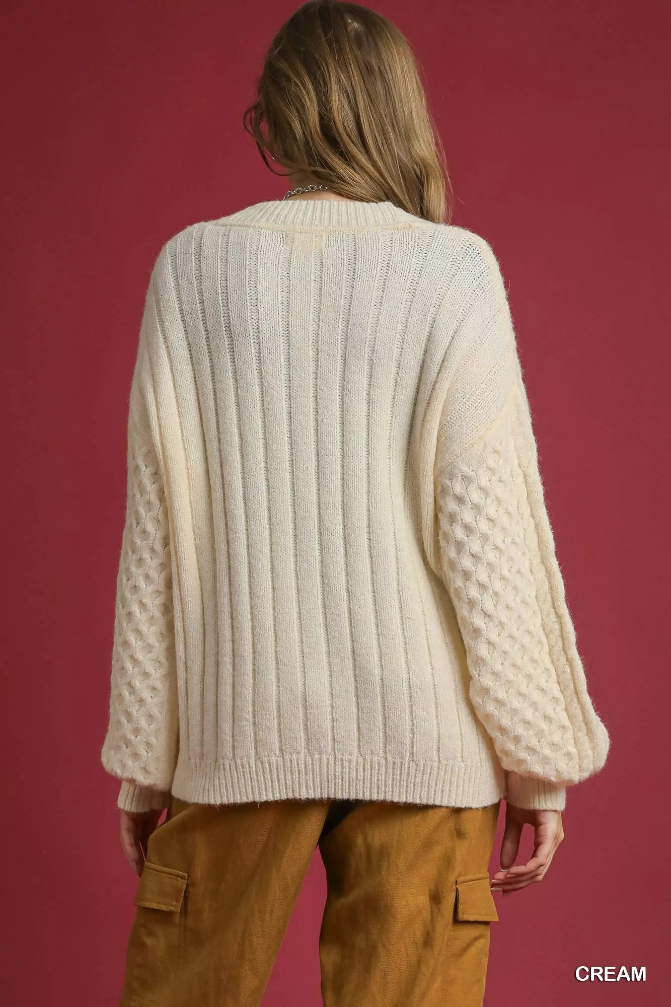 Cable Knit Cardigan with Pearl Buttons