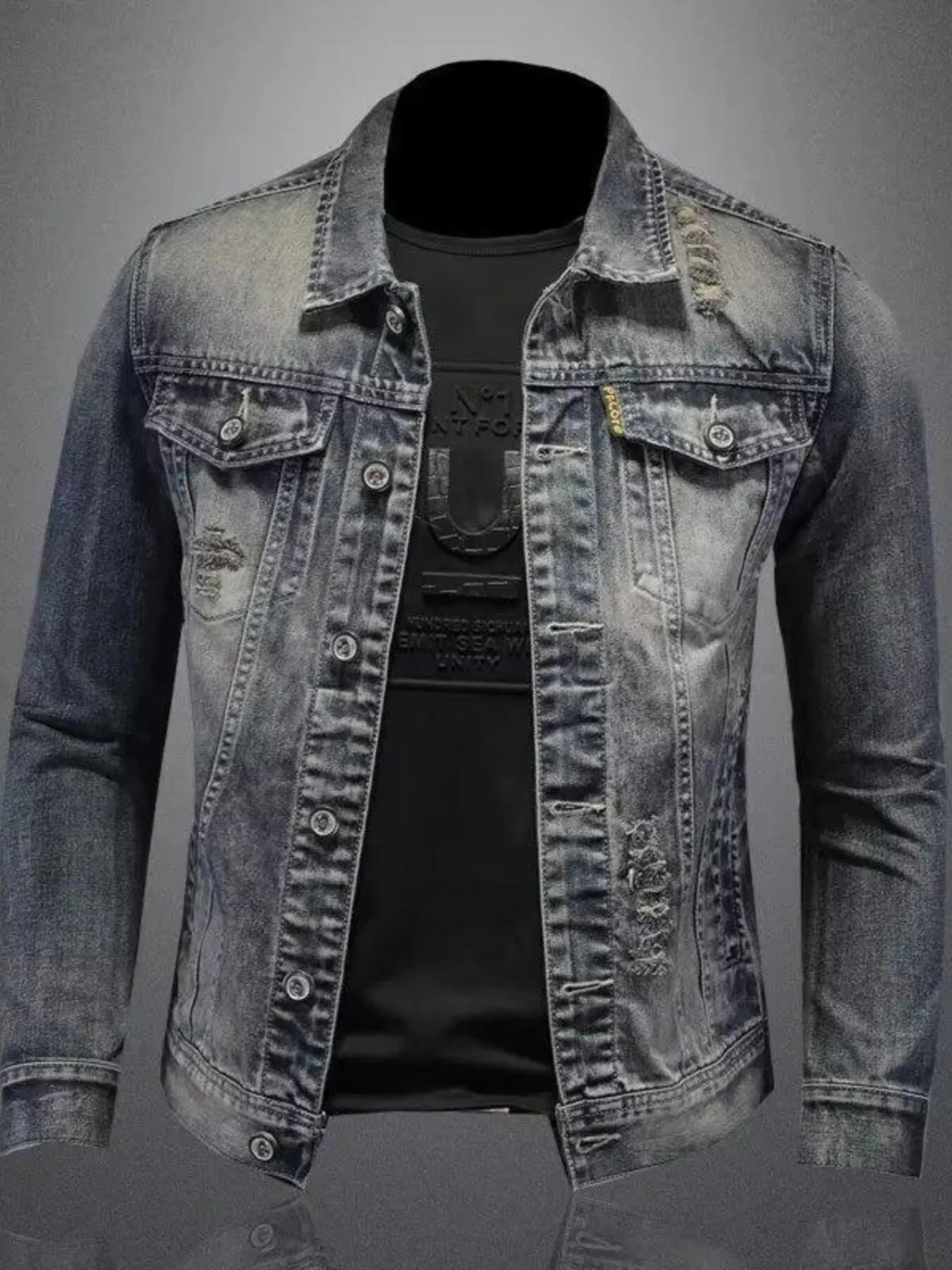 Men's Distressed Denim Jacket