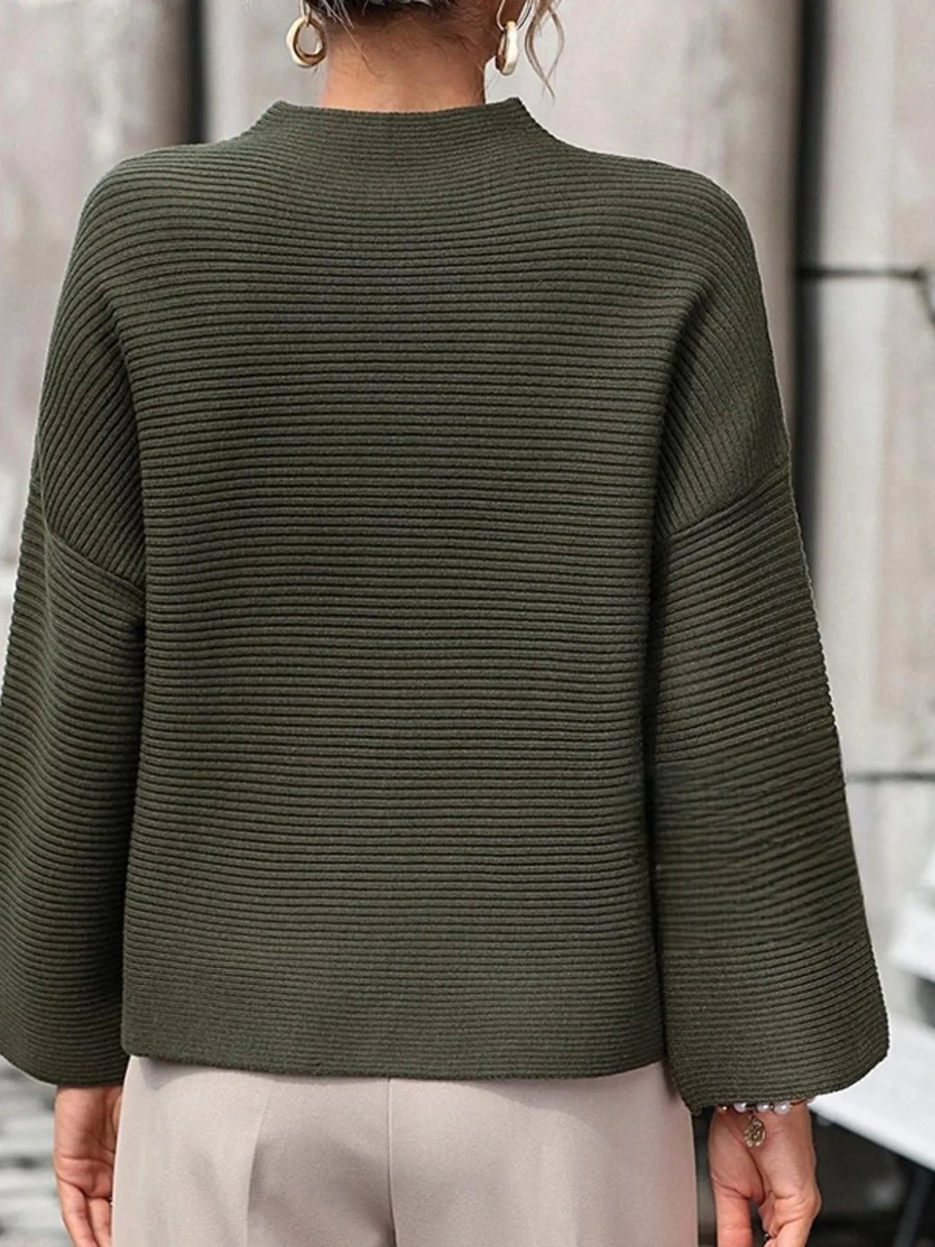 Mock Neck Drop Shoulder Sweater