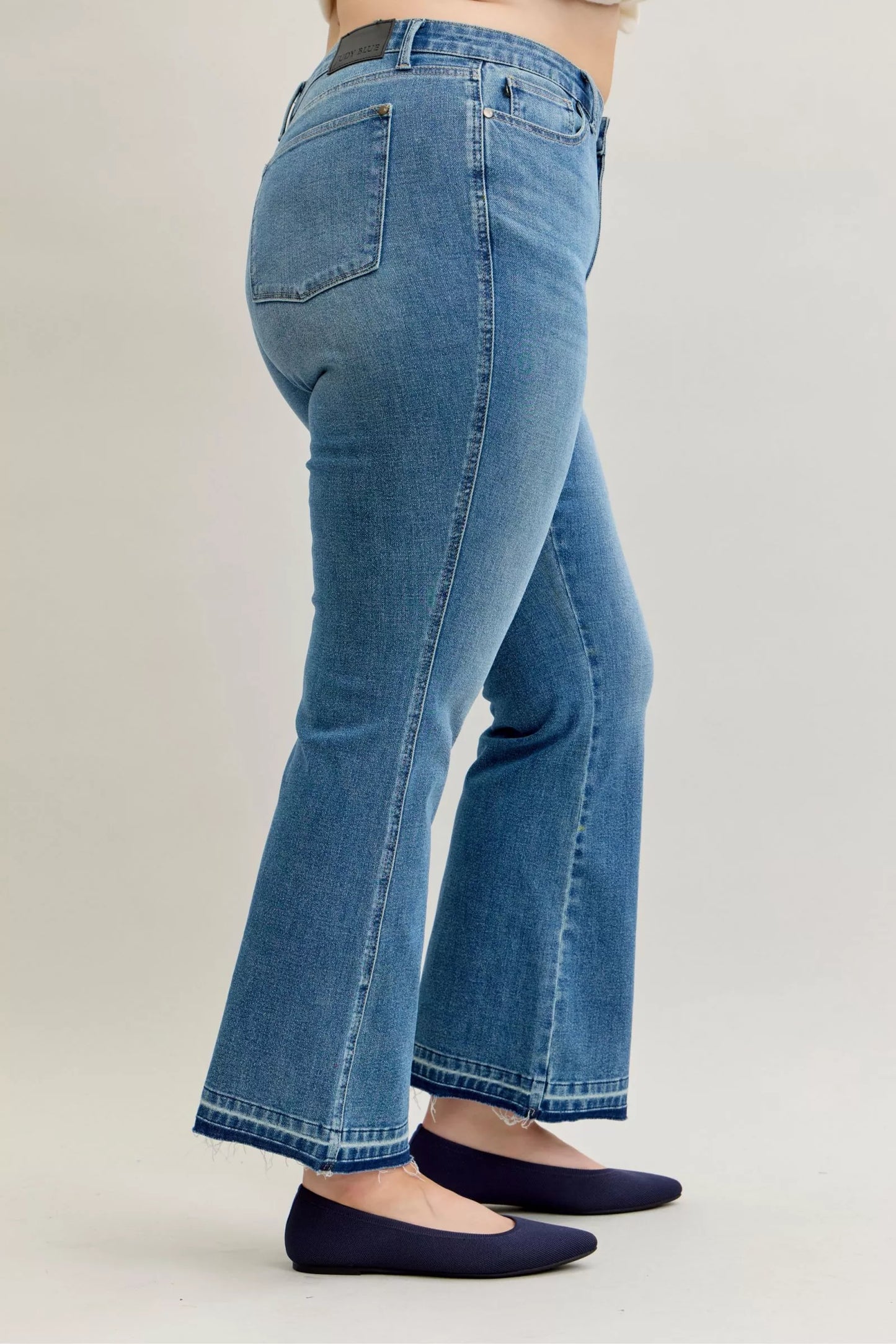 Mid-Rise Slim Bootcut Tummy Control Release Hem Jeans