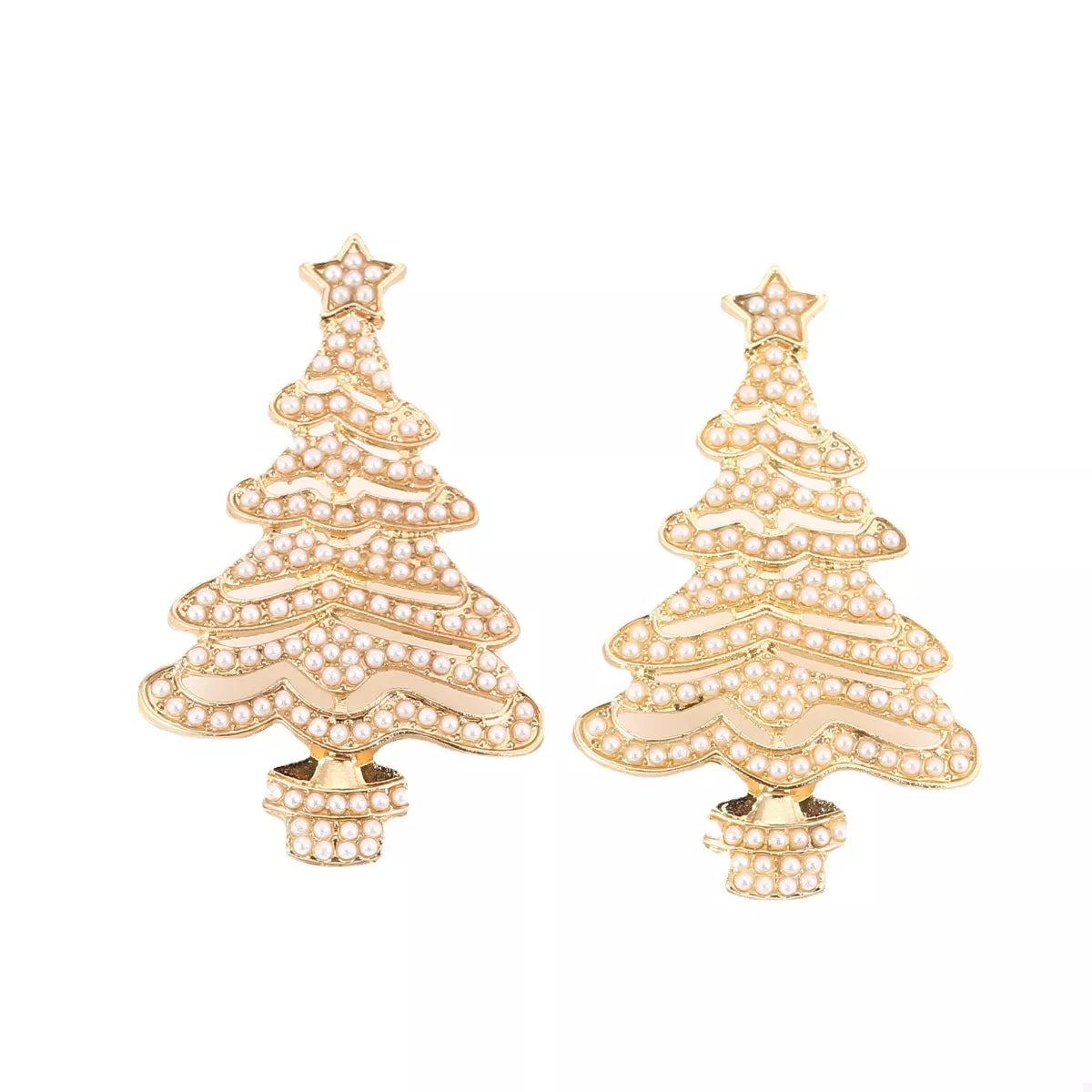 Rhinestone Christmas Tree Earrings