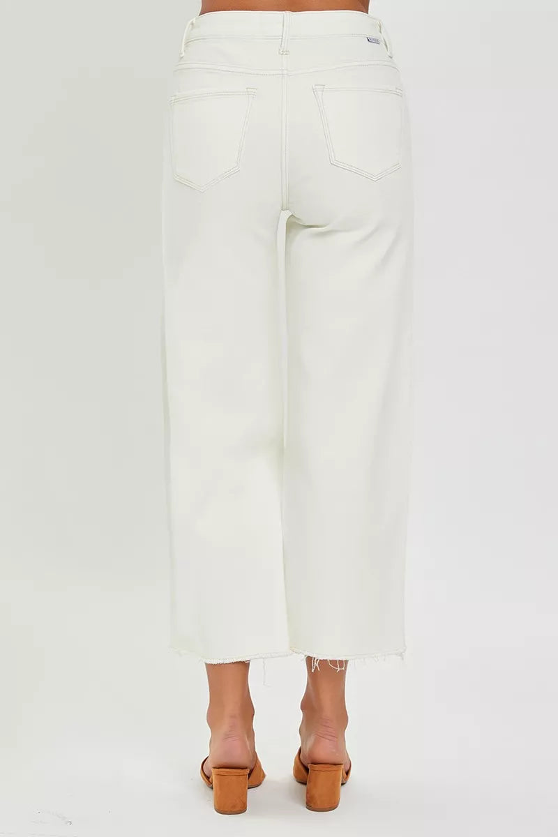 Tummy Control High Rise Crop Wide Jeans